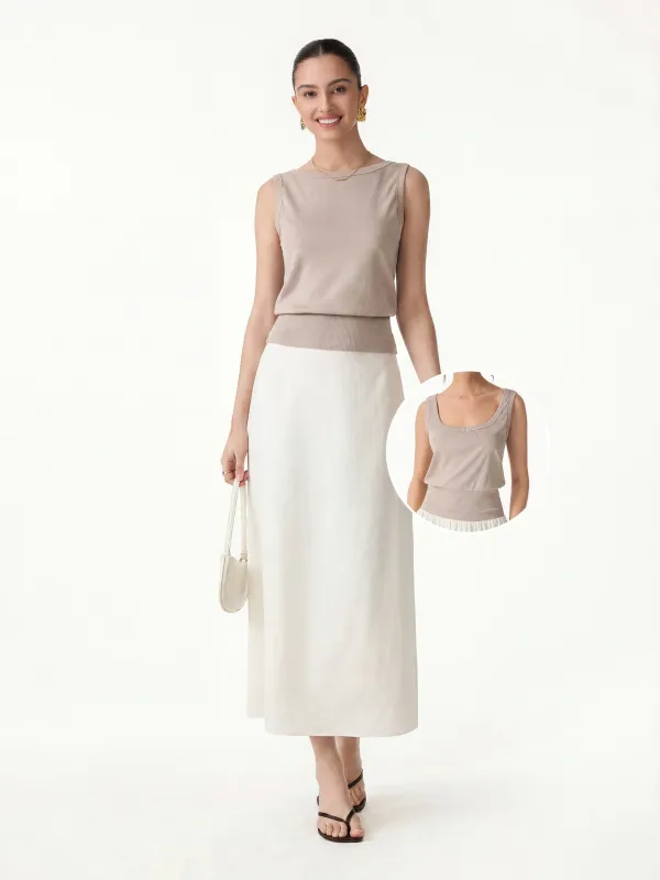2Pcs Set Reversible Boatneck Top & Maxi Flared Pull-On Skirt made by OGLmove