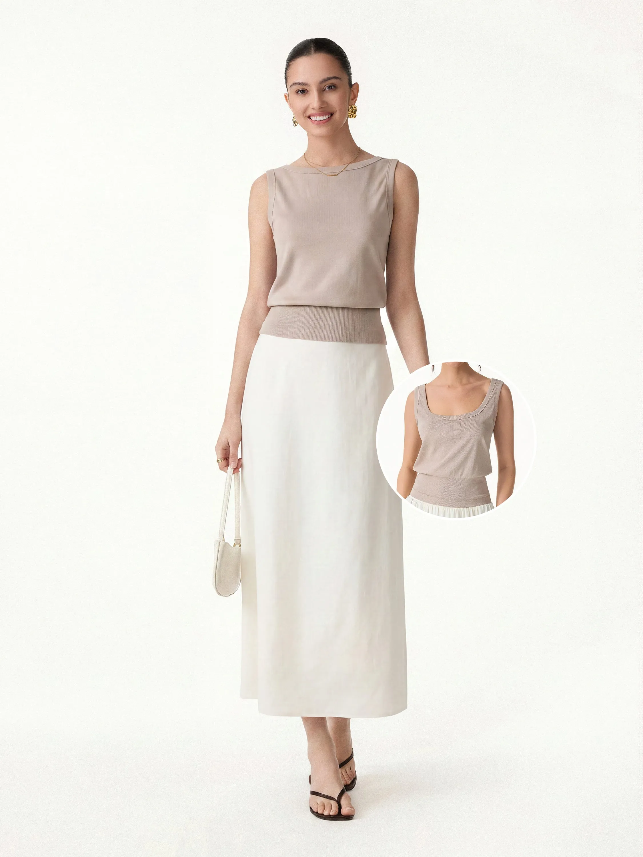 2Pcs Set Reversible Boatneck Top & Maxi Flared Pull-On Skirt sold by OGLmove