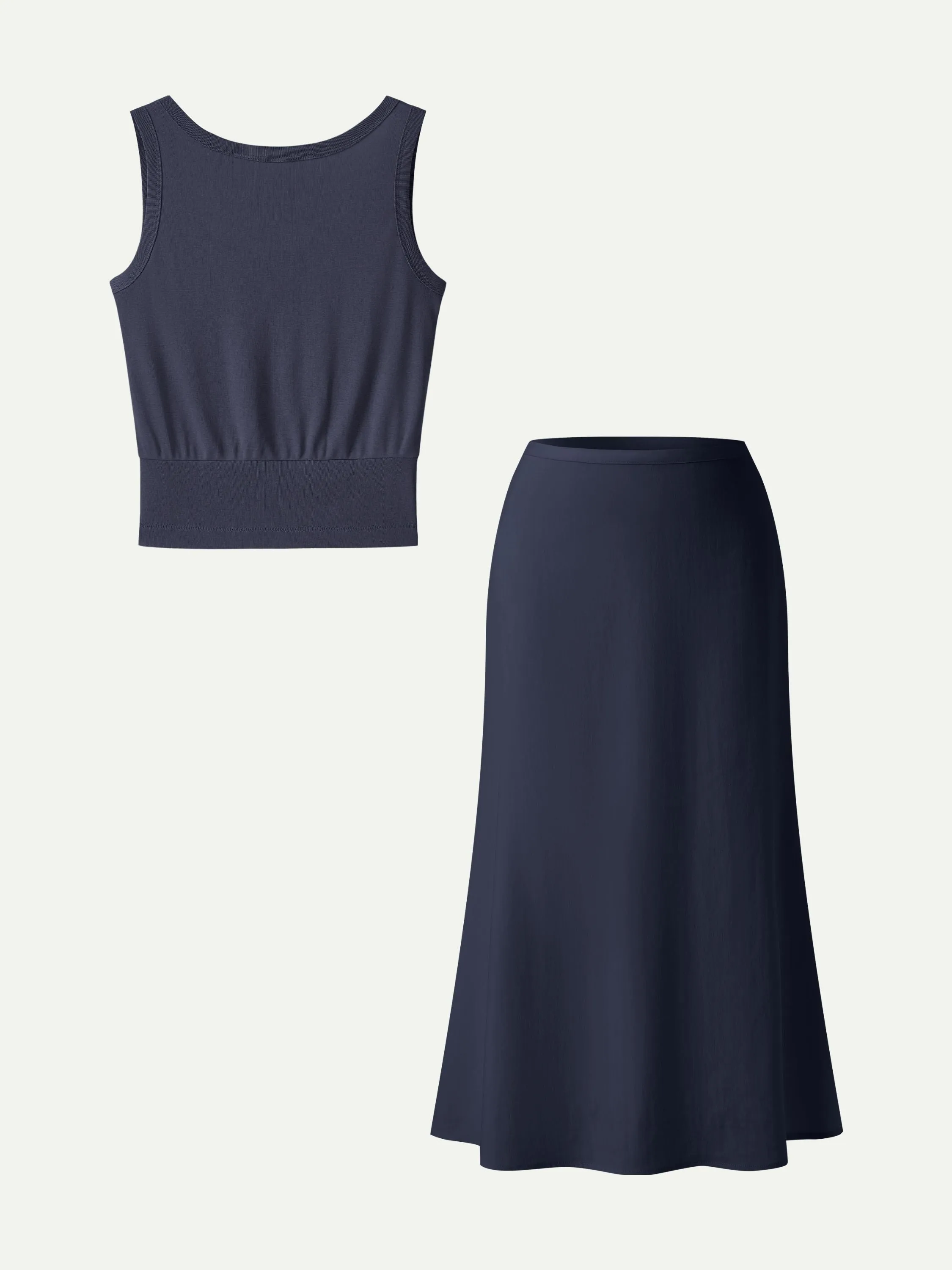 2Pcs Set Reversible Boatneck Top & Maxi Flared Pull-On Skirt sold by OGLmove product image thumbnail 5