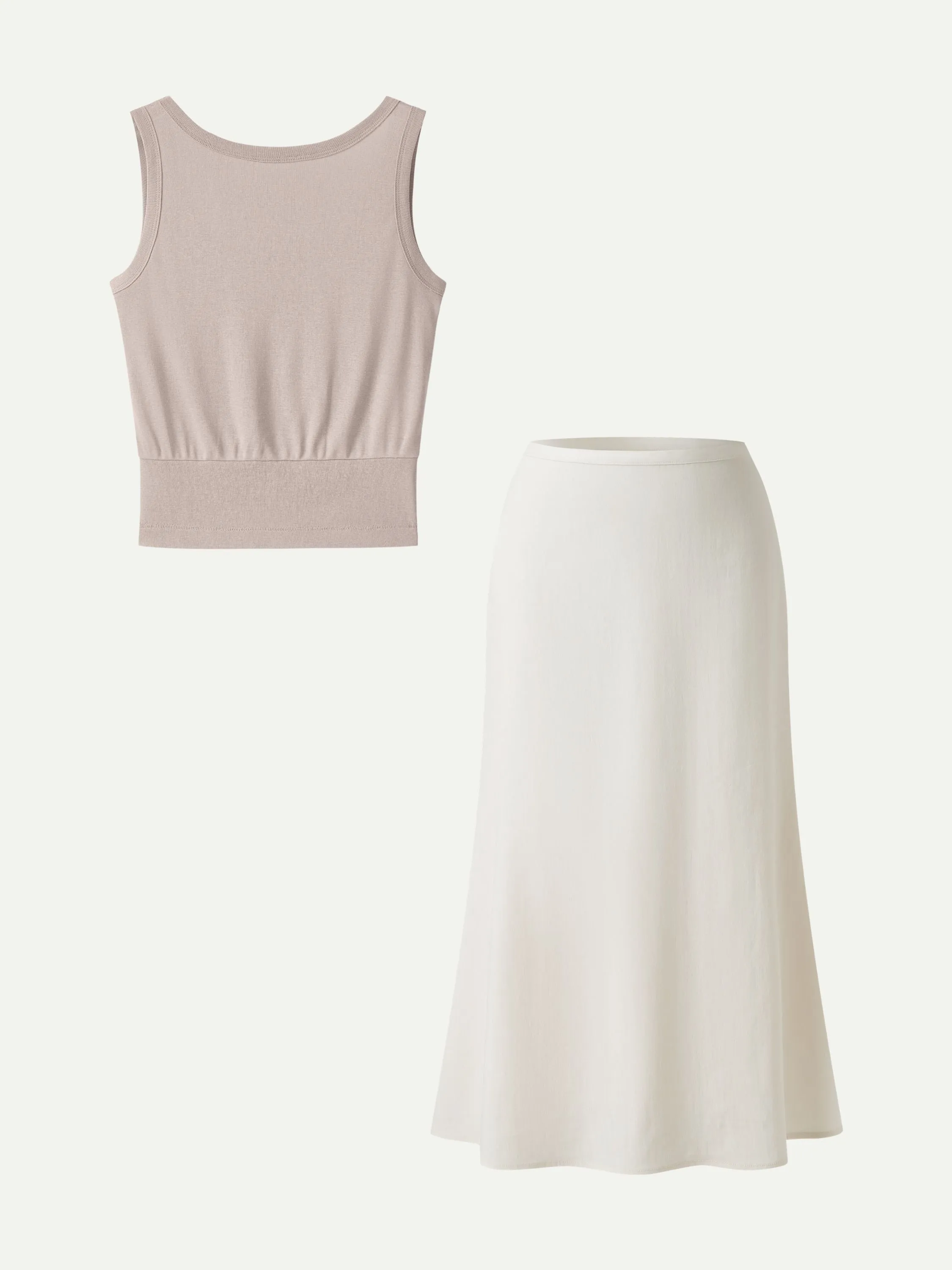 2Pcs Set Reversible Boatneck Top & Maxi Flared Pull-On Skirt sold by OGLmove product image thumbnail 2