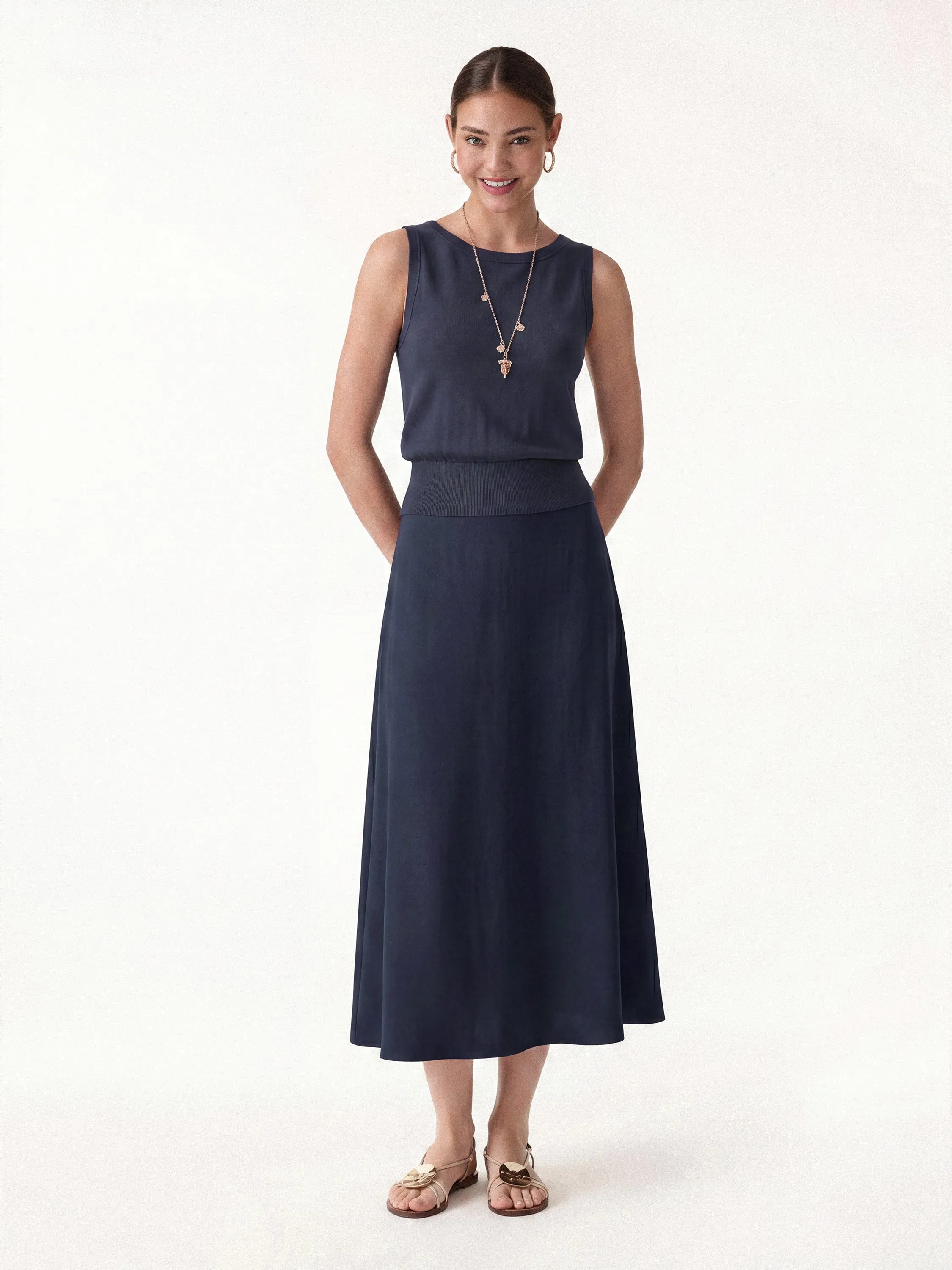 2Pcs Set Reversible Boatneck Top & Maxi Flared Pull-On Skirt sold by OGLmove product image thumbnail 4
