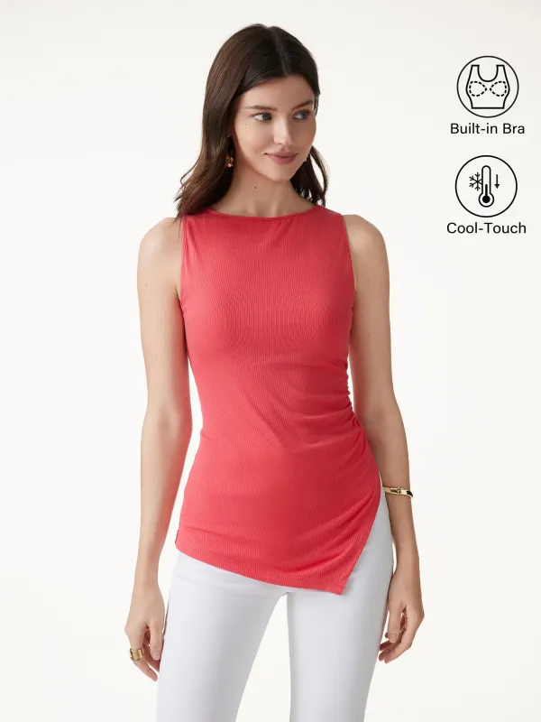 Boatneck Ruched Asymmetrical Bra Top made by OGLmove
