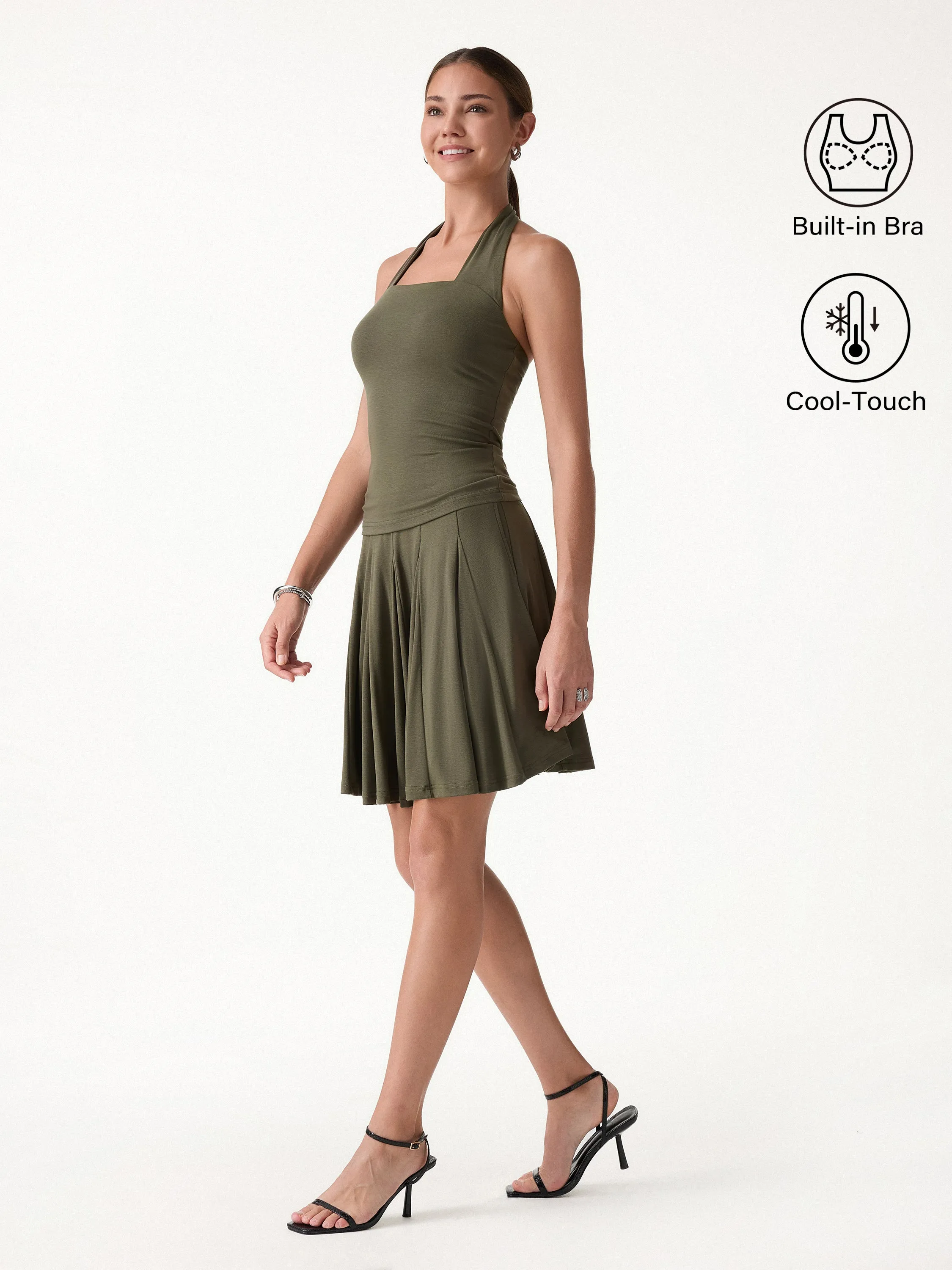 2Pcs Set Halter Going-Out Bra Top & Knee-Length Flare Skirt sold by OGLmove product image thumbnail 3