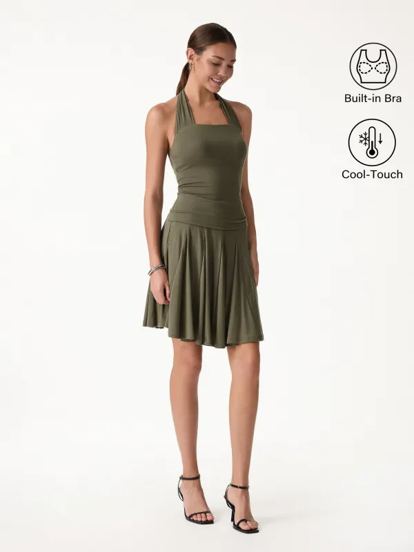 2Pcs Set Halter Going-Out Bra Top & Knee-Length Flare Skirt made by OGLmove