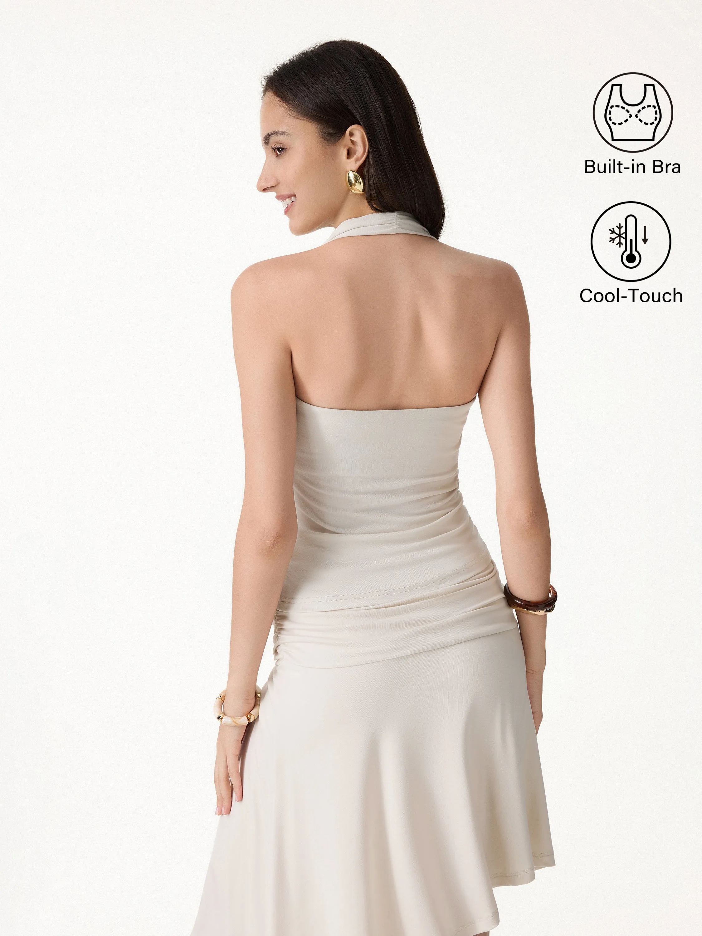 2Pcs Set Halter Going-Out Bra Top & Asymmetrical Ruched Skirt sold by OGLmove product image thumbnail 4