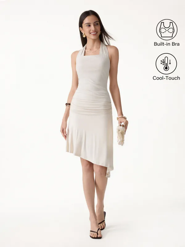 2Pcs Set Halter Going-Out Bra Top & Asymmetrical Ruched Skirt made by OGLmove
