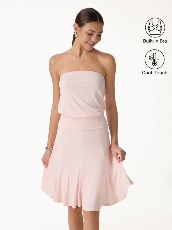 2Pcs Set Banded Hem Bra Top & Knee-Length Skirt made by OGLmove