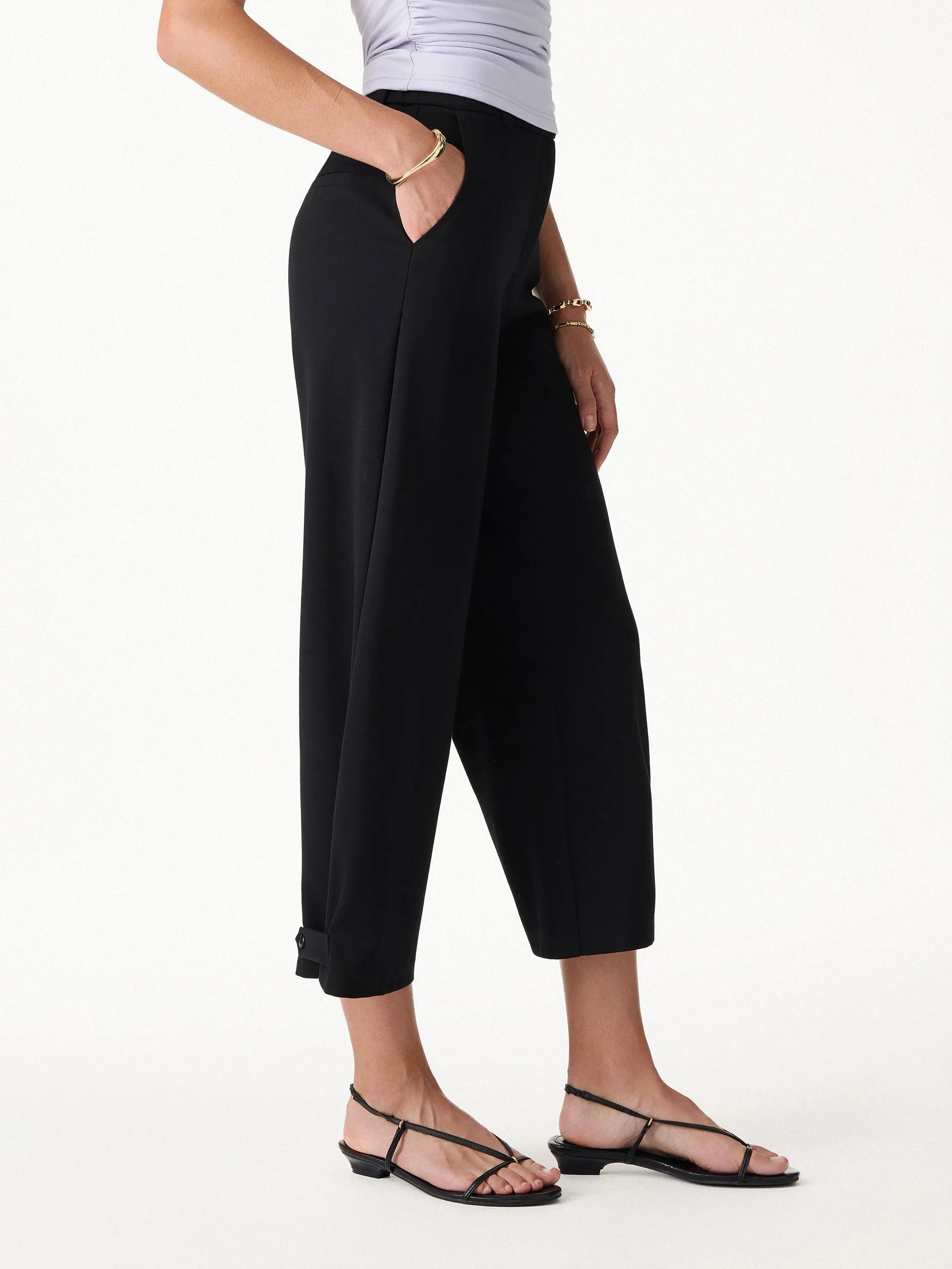 Ponte High-Rise Cropped Wide-Leg Pants with Pockets sold by OGLmove