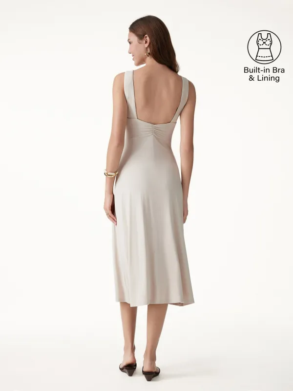 SkinKiss Boatneck Open-Back Flowy Midi Bra Dress made by OGLmove