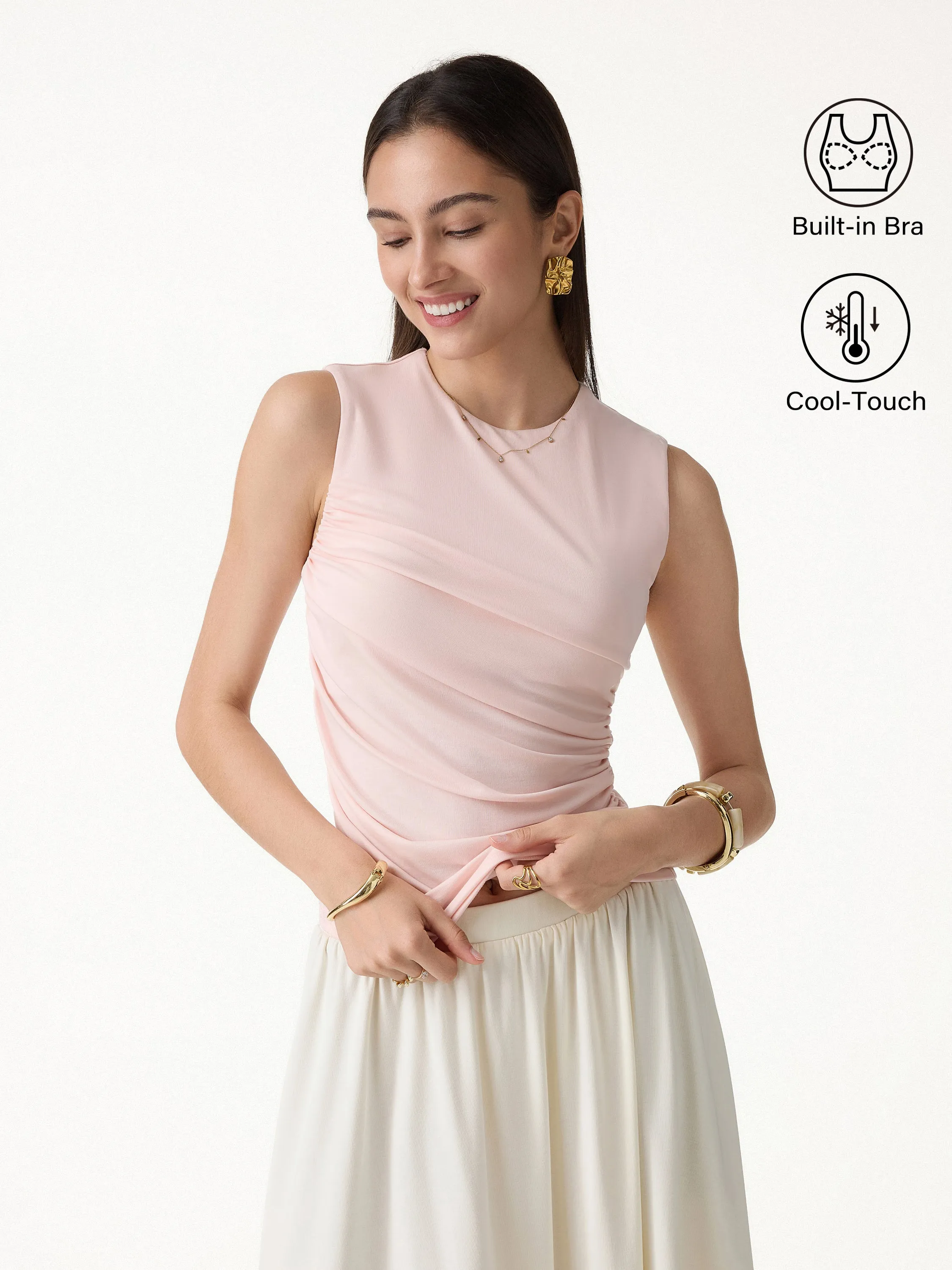 Lyocell Round Neck Gathered Side Bra Top sold by OGLmove product image thumbnail 5