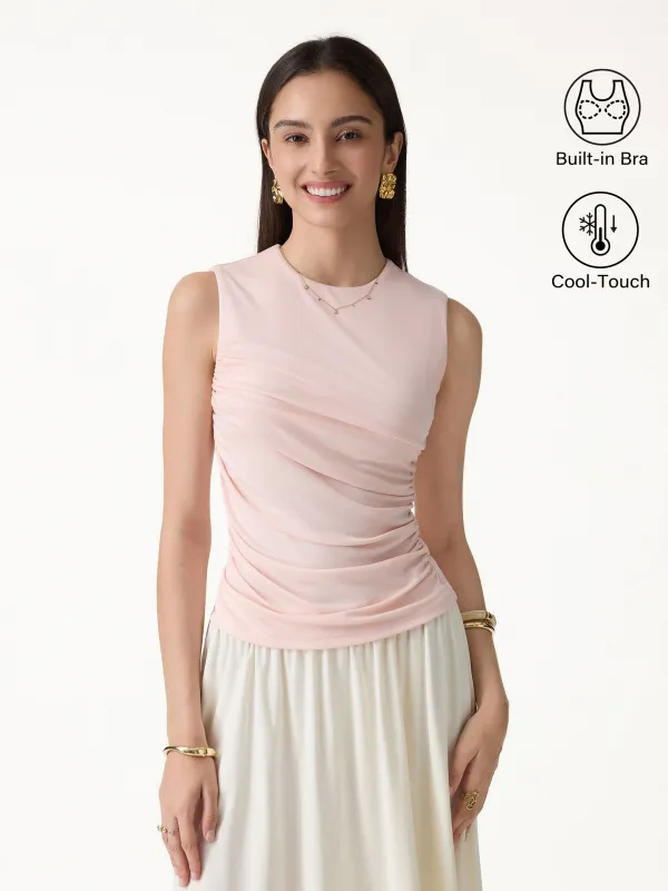 Lyocell Round Neck Gathered Side Bra Top made by OGLmove