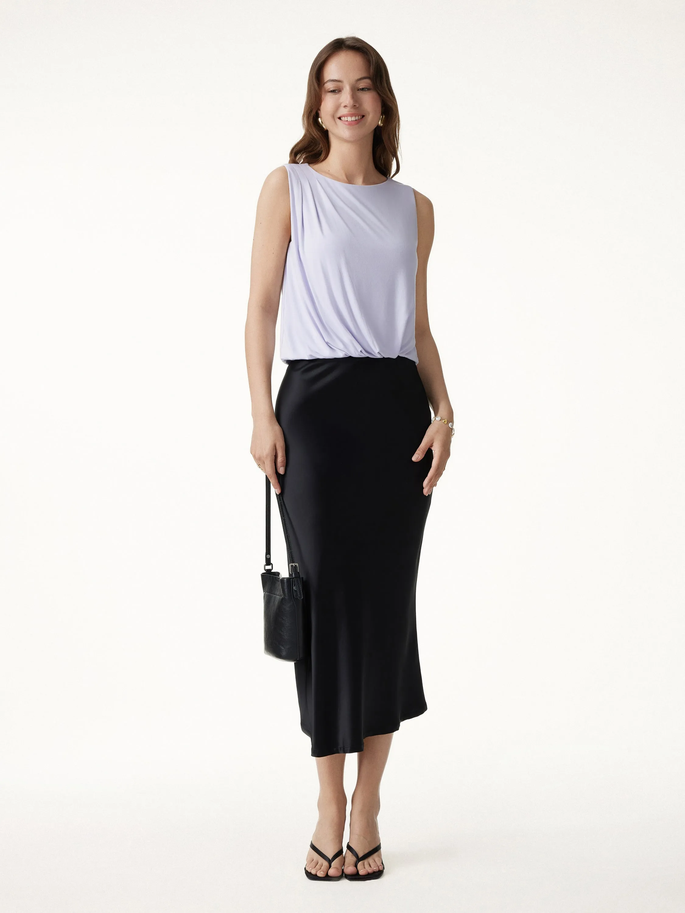 CoolTouch Boatneck Gathered Hem Cropped Top sold by OGLmove product image thumbnail 3