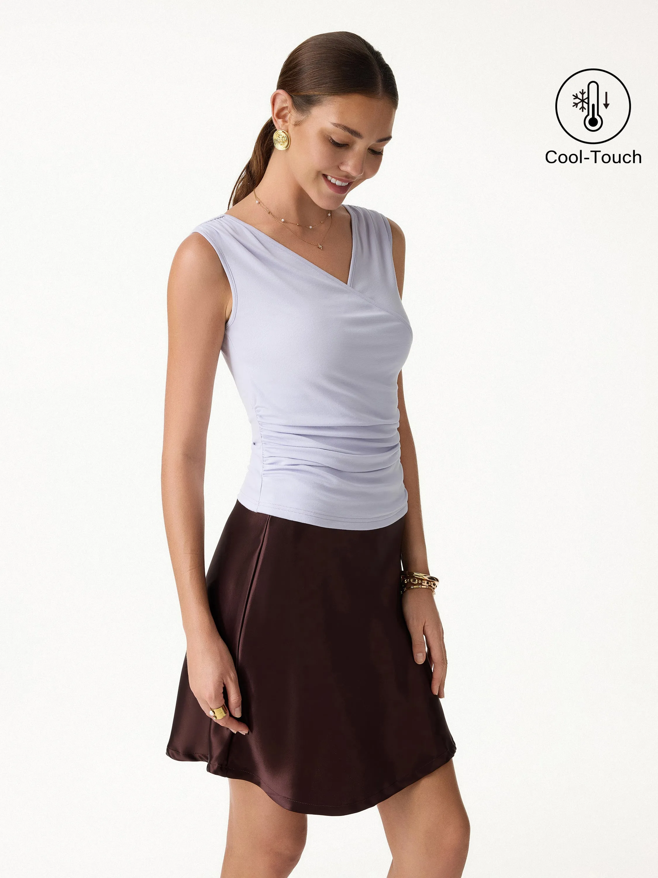 CoolTouch Surplice Neck Gathered Waist Top sold by OGLmove