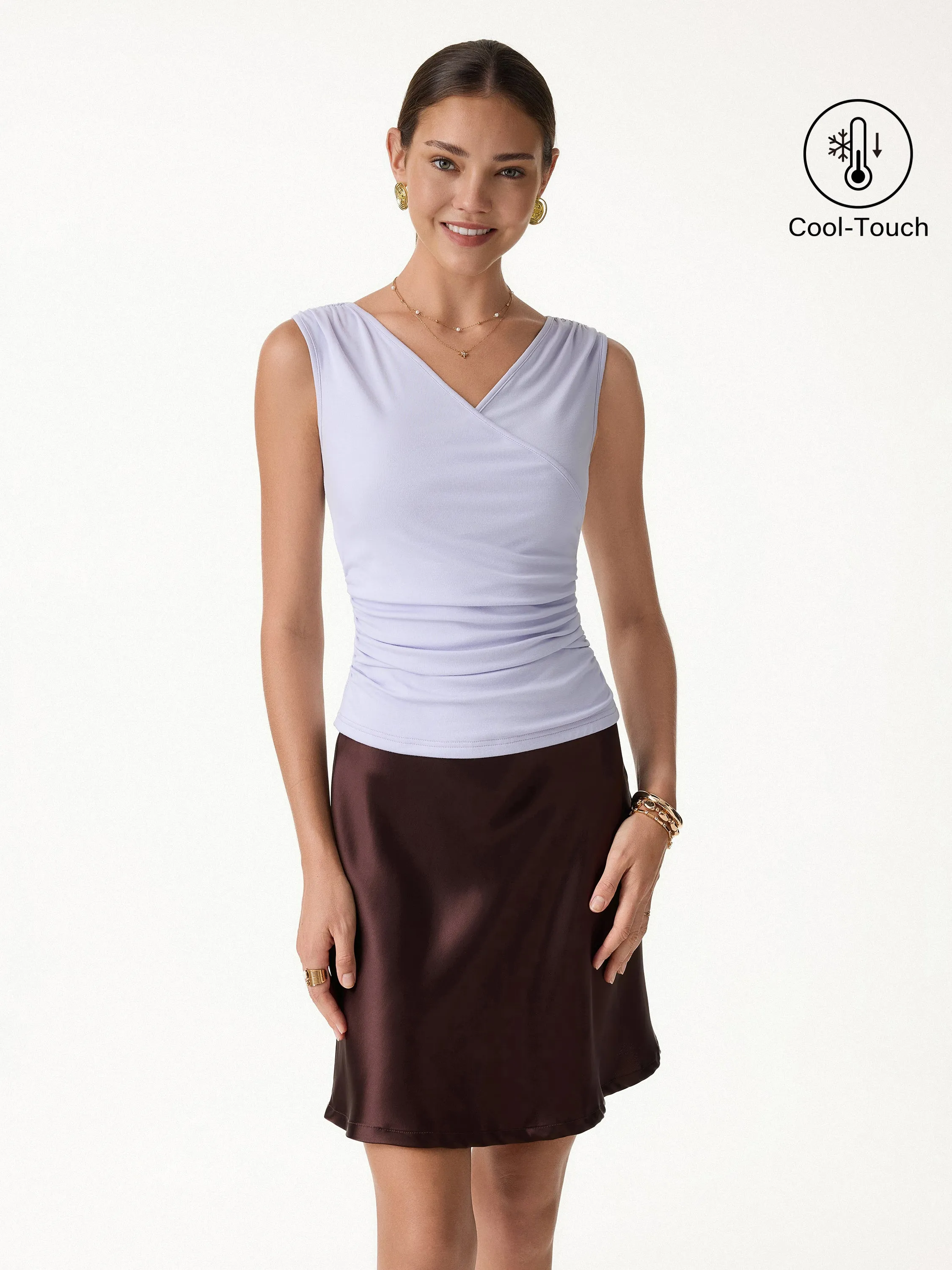 CoolTouch Surplice Neck Gathered Waist Top sold by OGLmove product image thumbnail 5