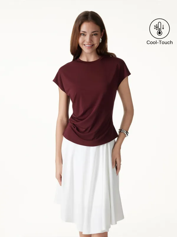 Relaxed Round Neck Tucked Cap Sleeve Tee made by OGLmove