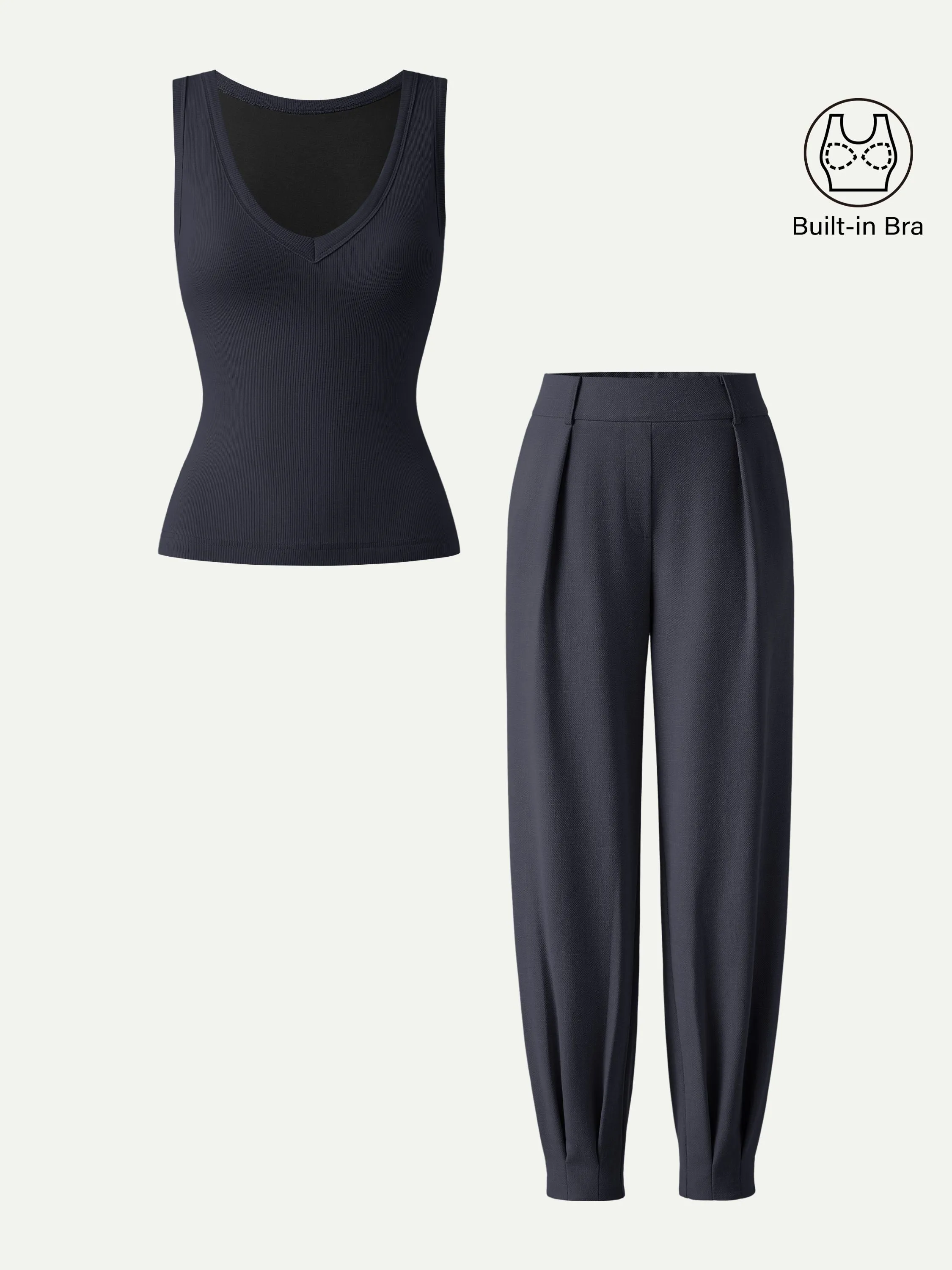 2Pcs Set V-neck Bra Tank & Tapered Pant sold by OGLmove product image thumbnail 4