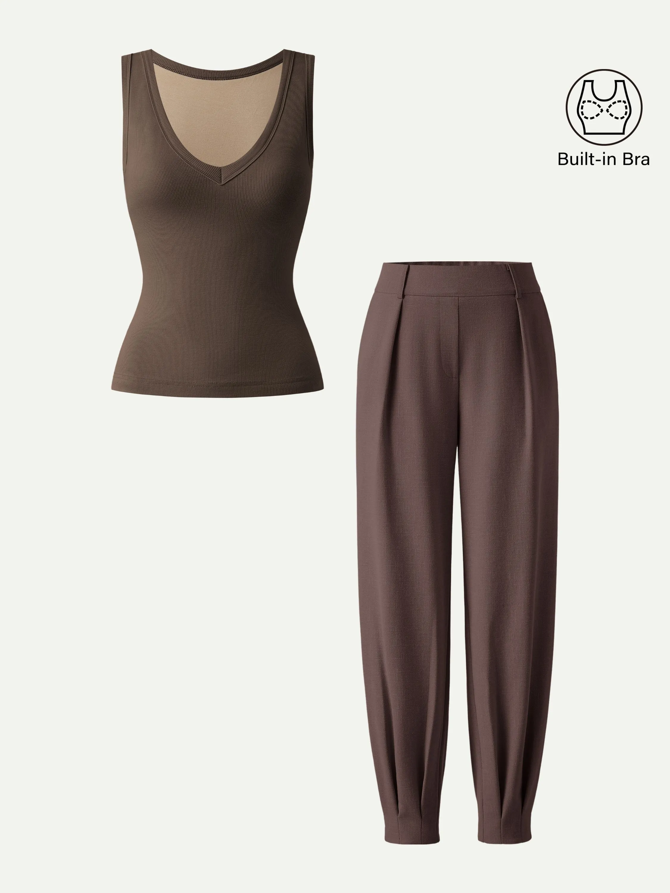 2Pcs Set V-neck Bra Tank & Tapered Pant sold by OGLmove product image thumbnail 5