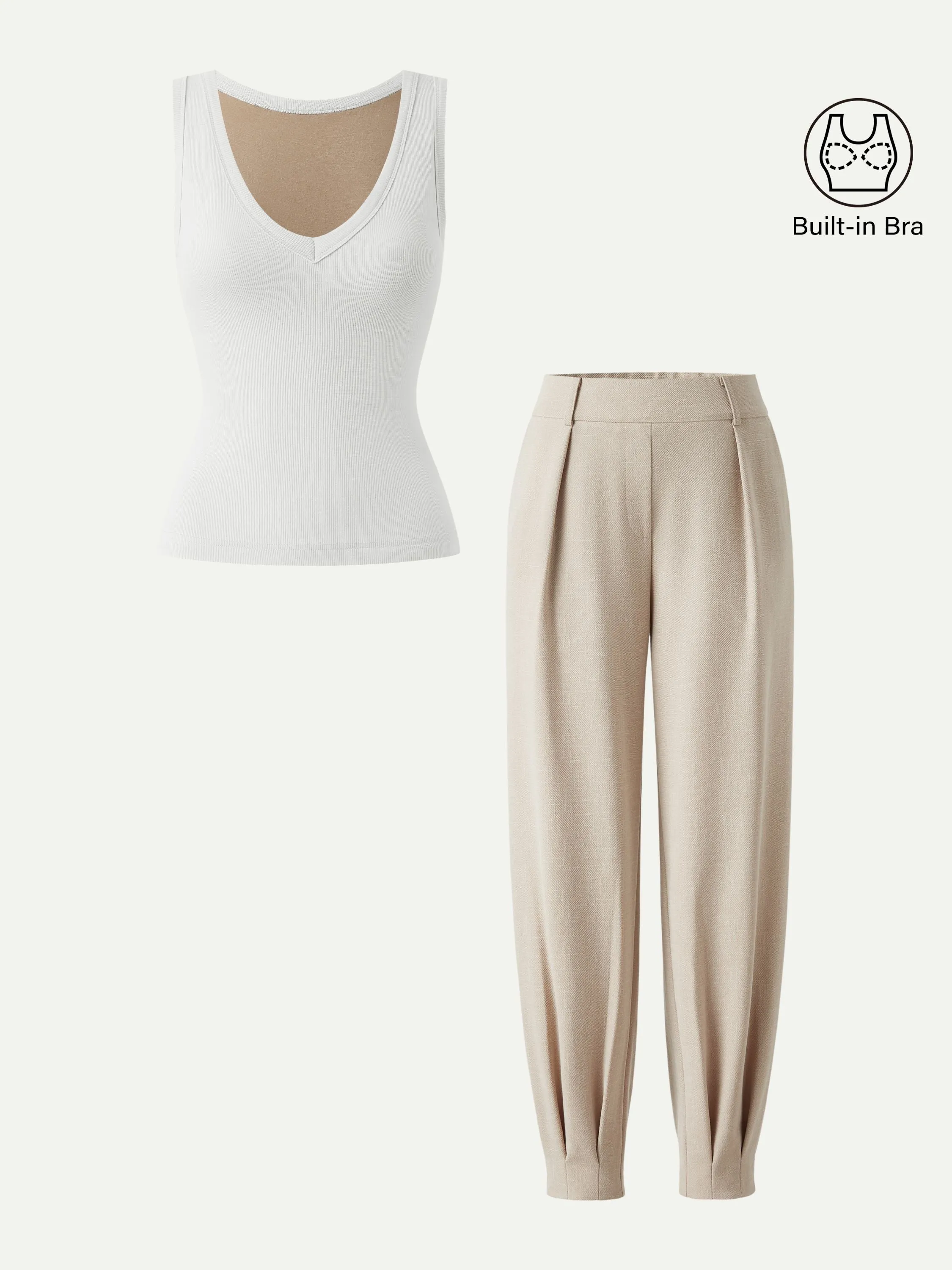 2Pcs Set V-neck Bra Tank & Tapered Pant sold by OGLmove product image thumbnail 3