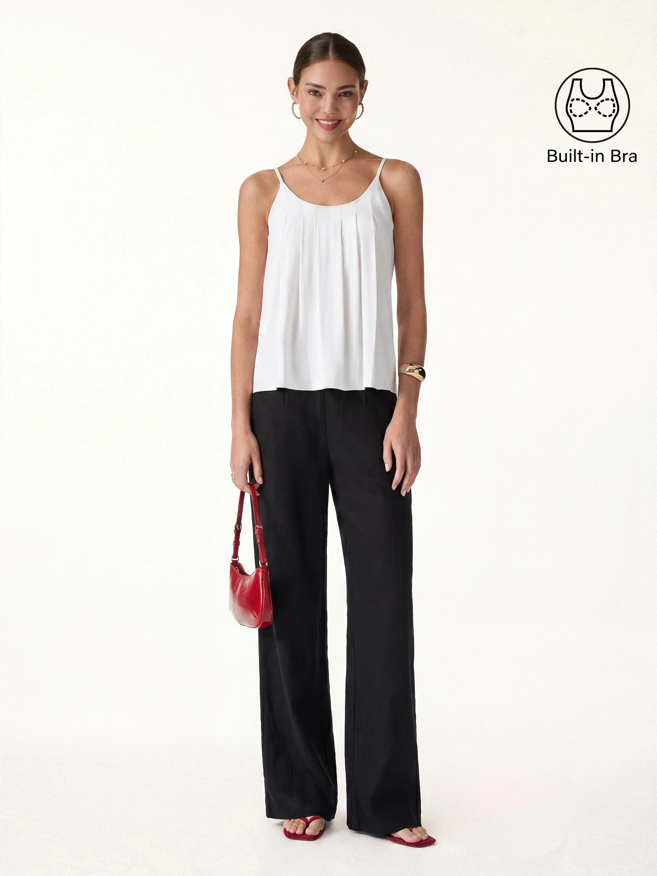2Pcs Set U-Neck Spaghetti Bra Tank & Mid Rise Straight Leg Pant sold by OGLmove