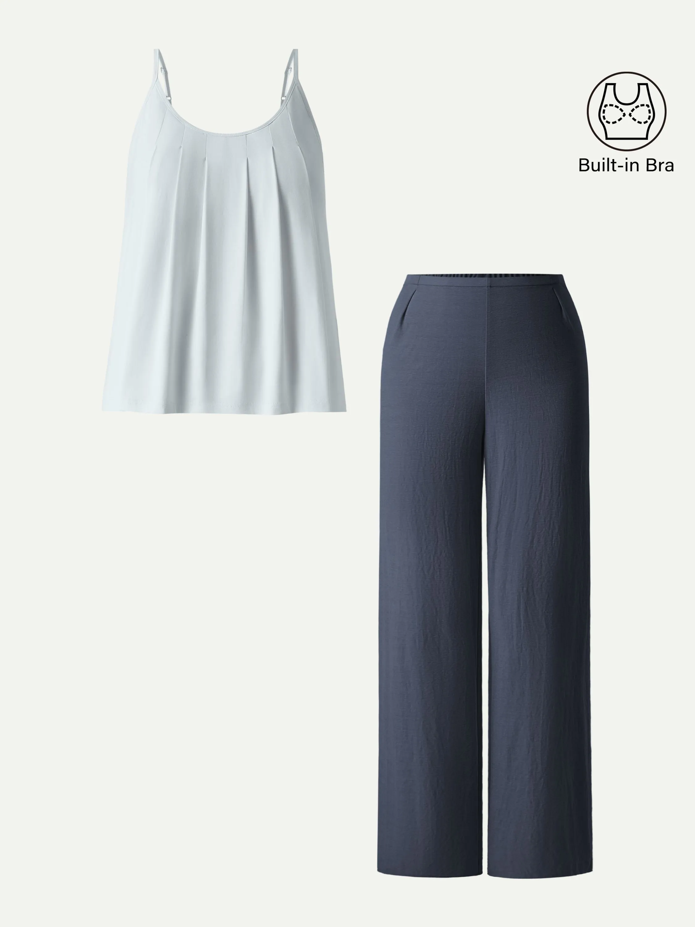 2Pcs Set U-Neck Spaghetti Bra Tank & Mid Rise Straight Leg Pant sold by OGLmove product image thumbnail 4