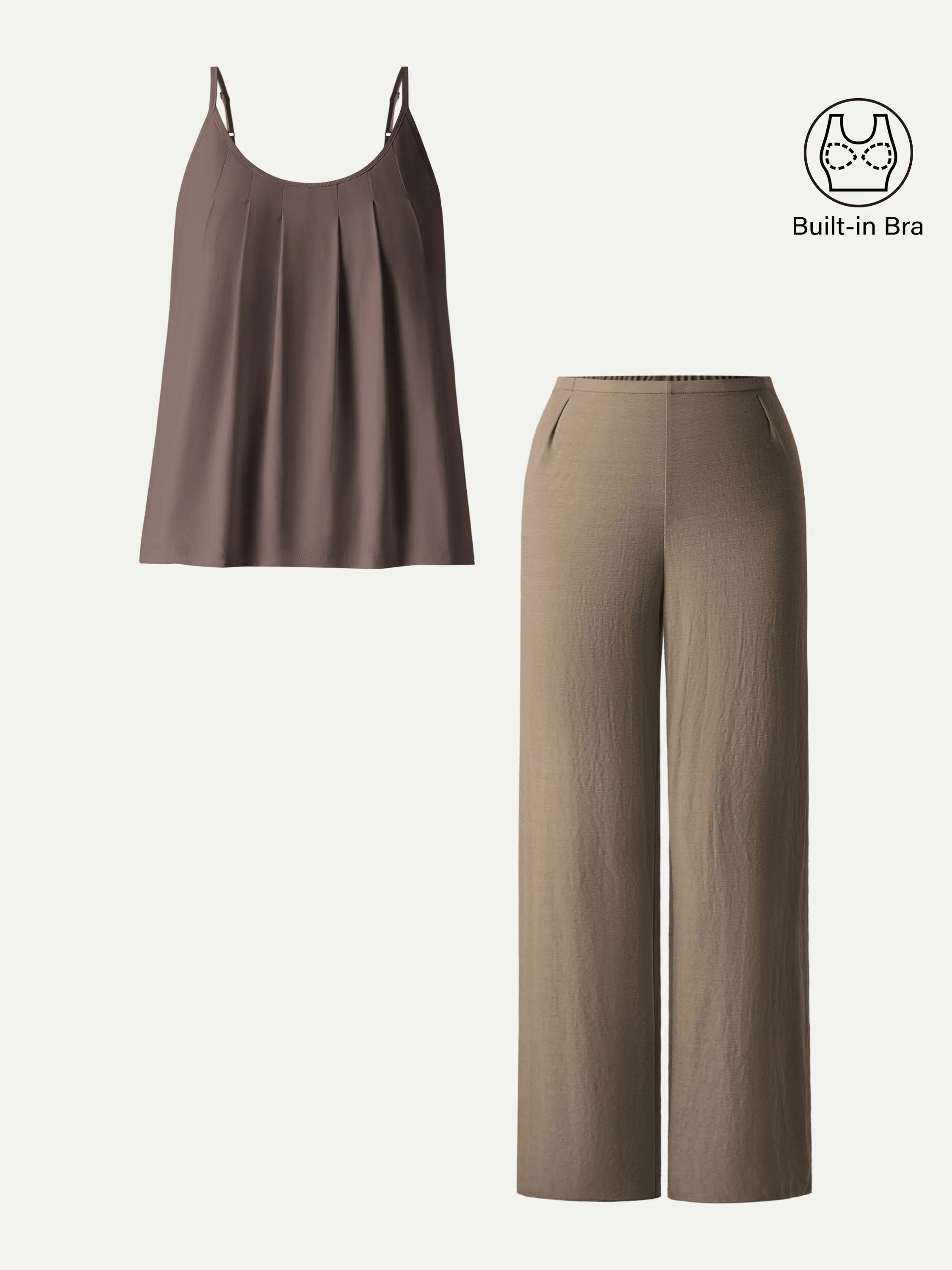 2Pcs Set U-Neck Spaghetti Bra Tank & Mid Rise Straight Leg Pant sold by OGLmove product image thumbnail 3