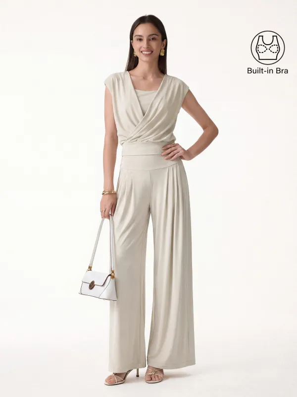 2Pcs Set Wrap Bra Tank & Palazzo Pants with Pockets made by OGLmove