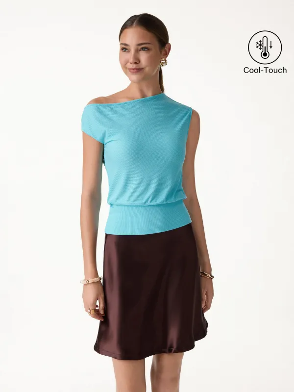 Asymmetrical Shoulder Banded Hem Top made by OGLmove