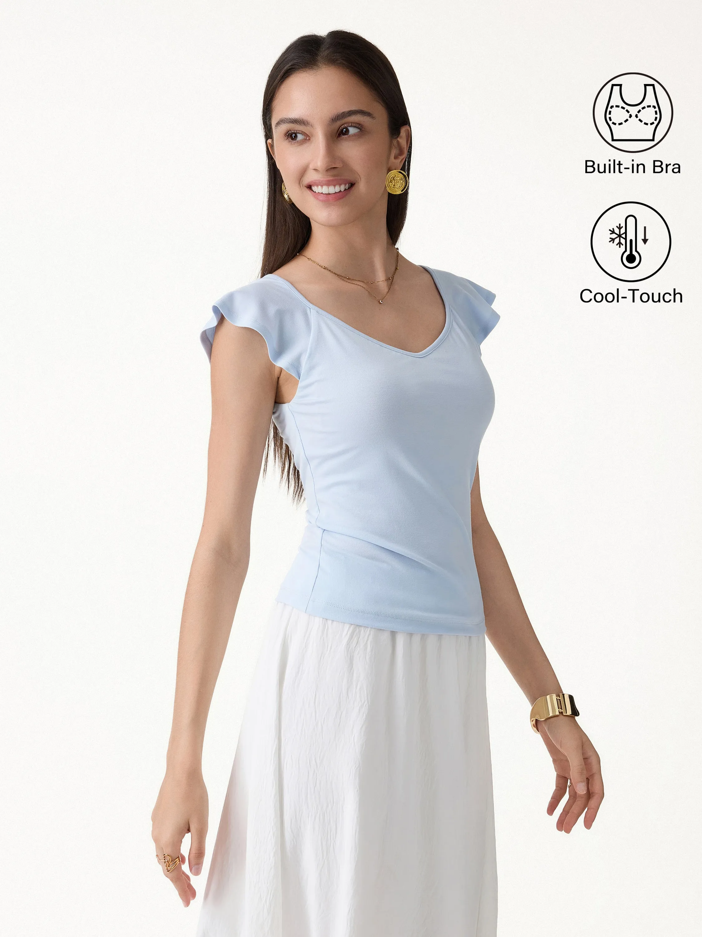Diamond Neck Flutter Sleeve Bra Top sold by OGLmove product image thumbnail 5