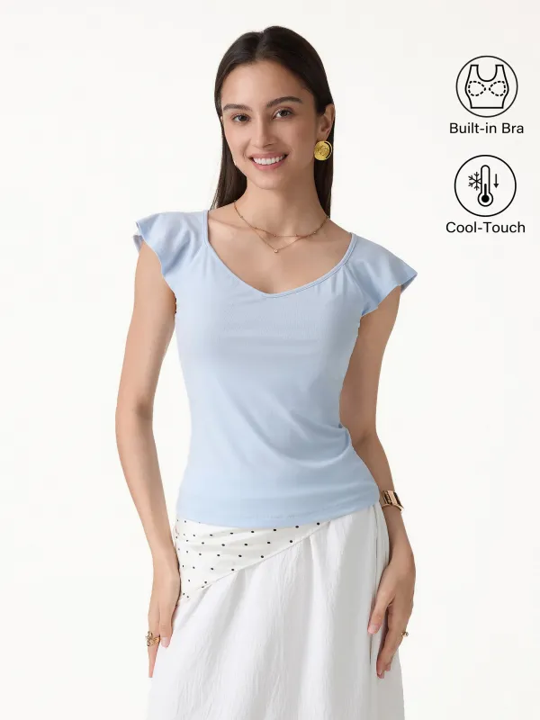 Diamond Neck Flutter Sleeve Bra Top made by OGLmove