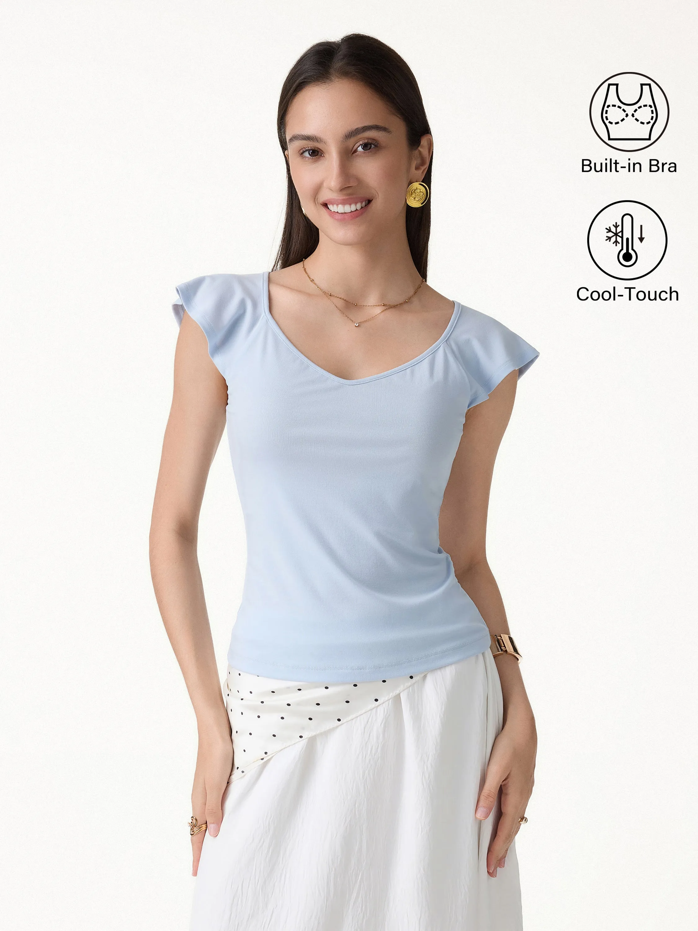 Diamond Neck Flutter Sleeve Bra Top sold by OGLmove