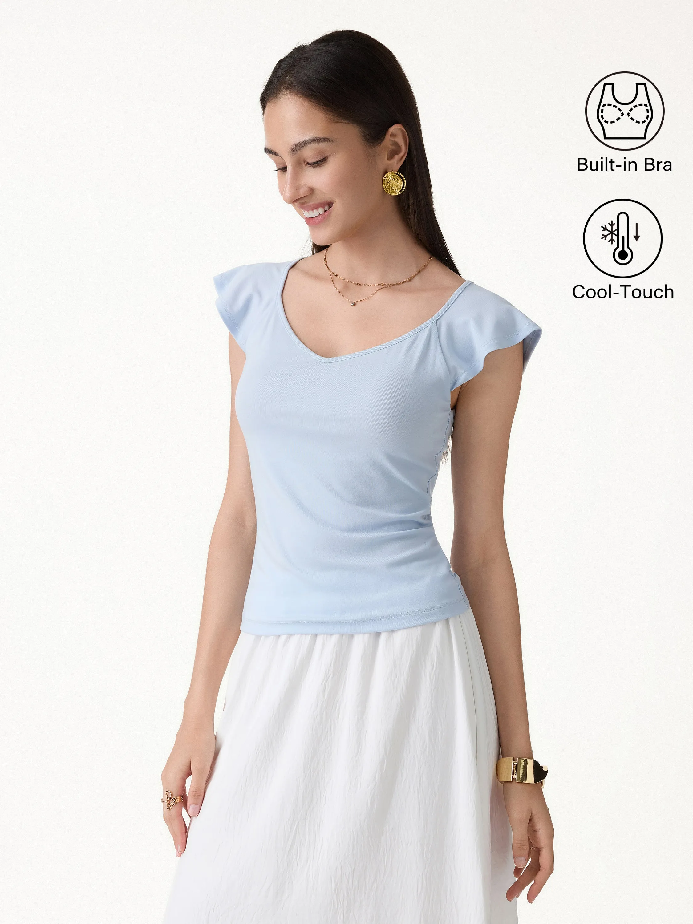 Diamond Neck Flutter Sleeve Bra Top sold by OGLmove product image thumbnail 4