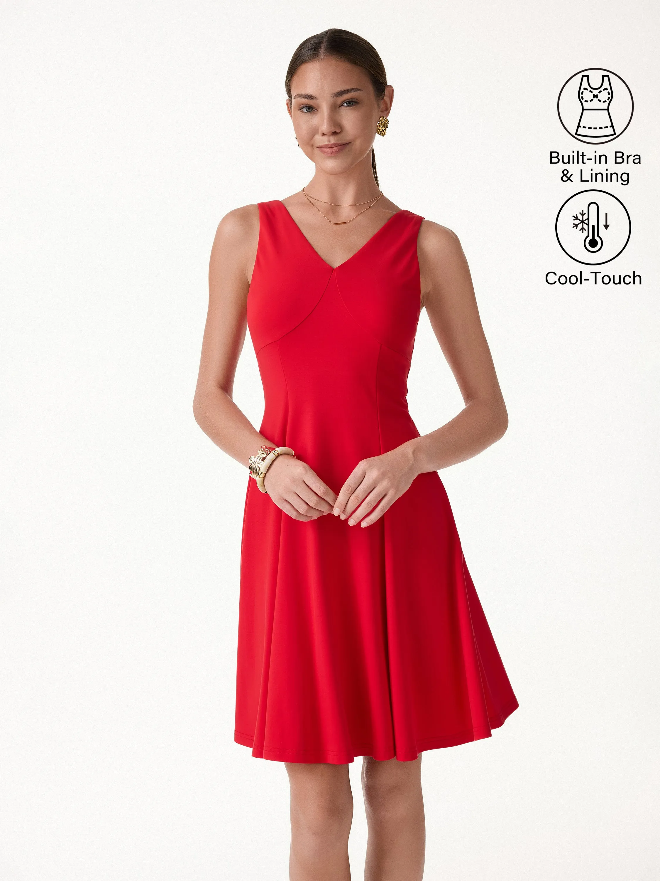 CoolTouch V-Neck Travel Mini Dress with Pockets sold by OGLmove