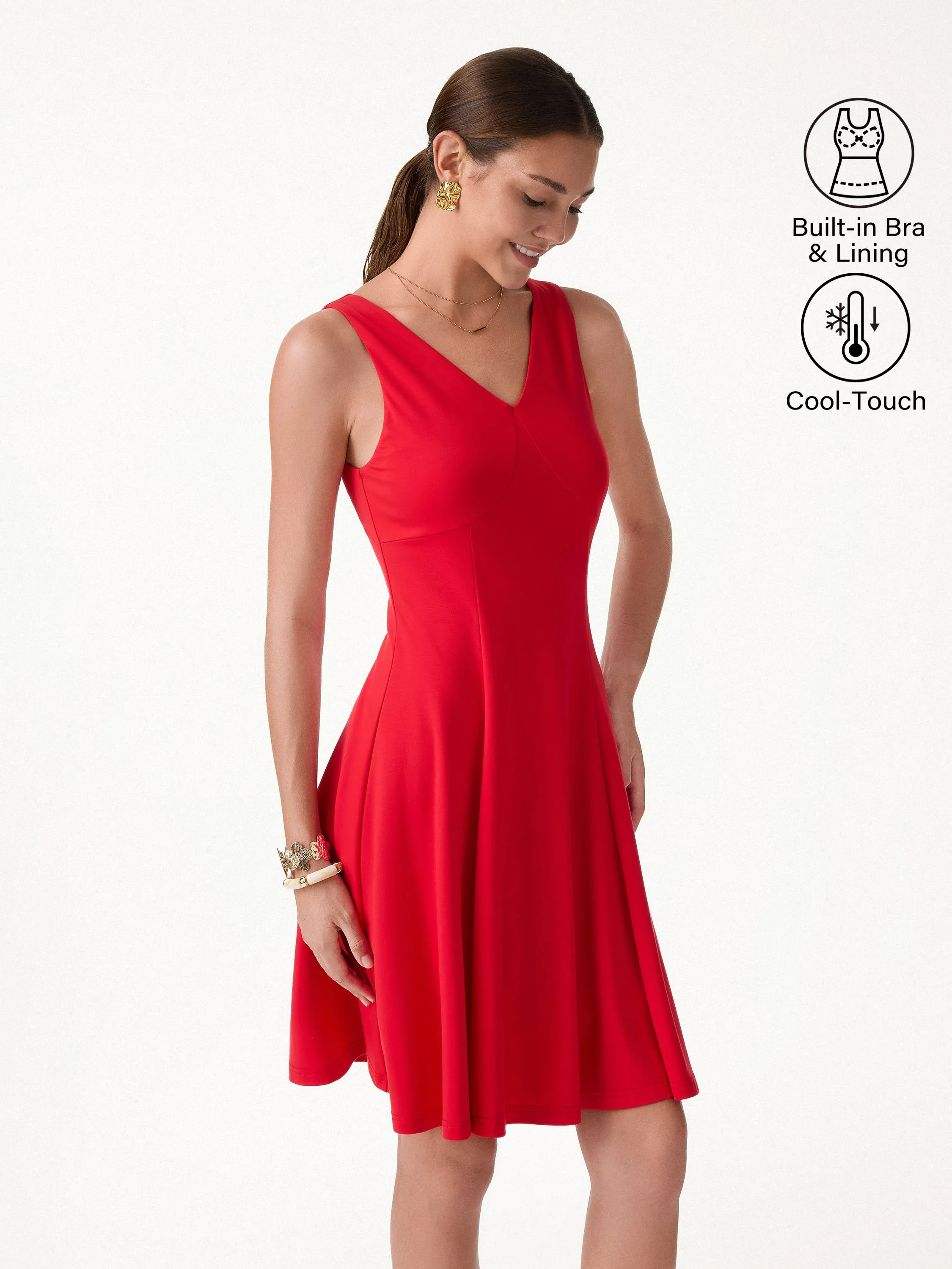 CoolTouch V-Neck Travel Mini Dress with Pockets sold by OGLmove product image thumbnail 3