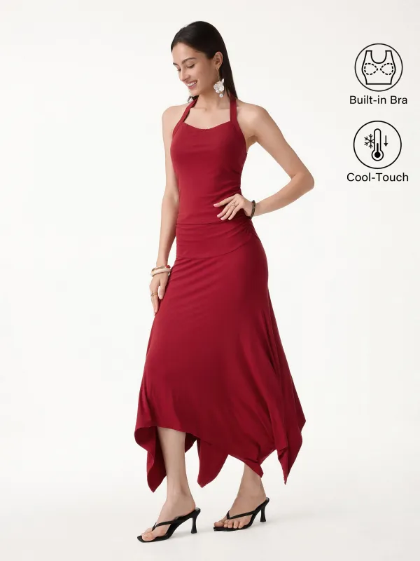 2Pcs Set Sleek Halter Bra Top & Handkerchief Hem Ankled Skirt made by OGLmove