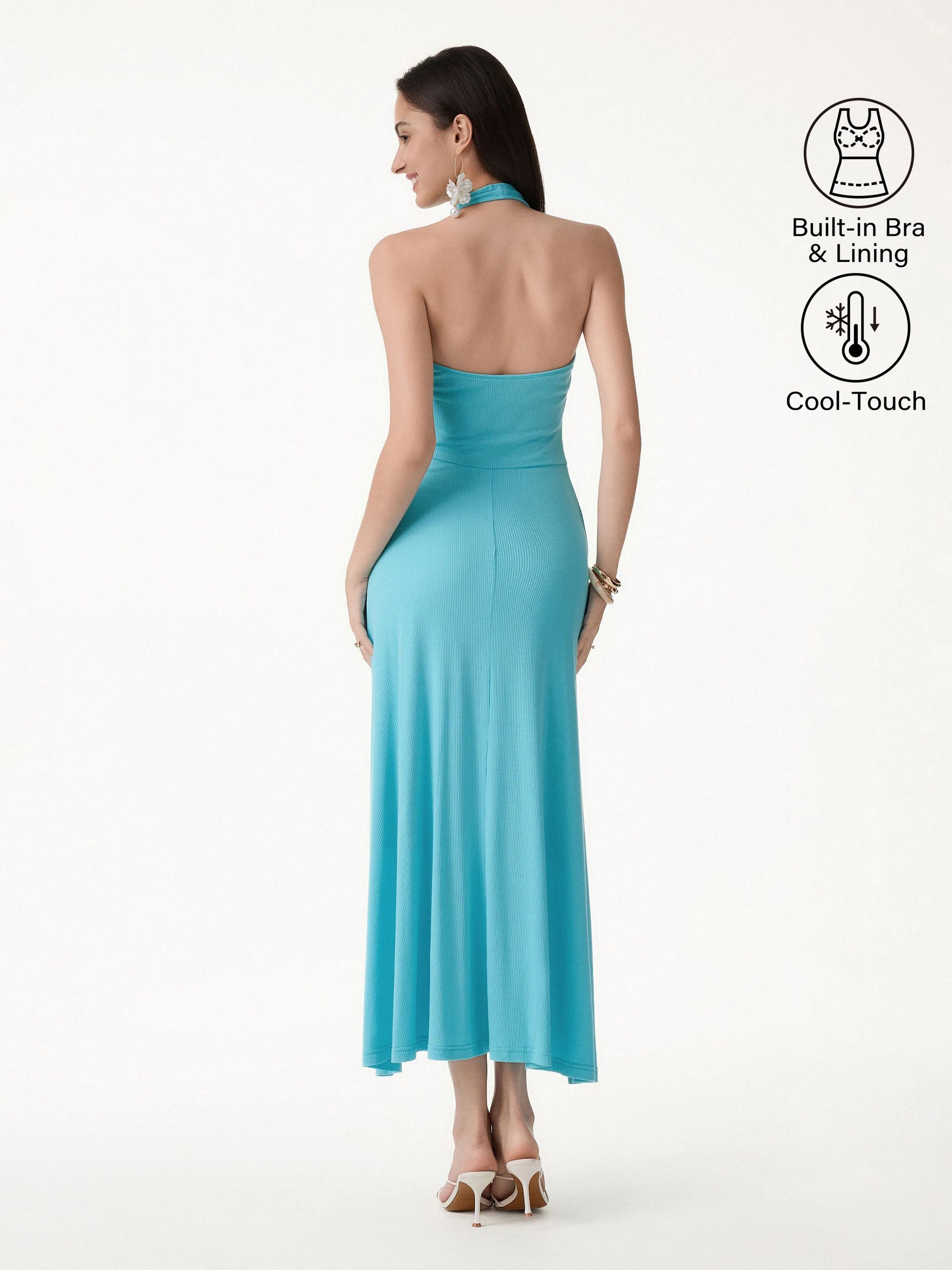 CoolTouch Halter A-Line Midi Bra Dress sold by OGLmove product image thumbnail 4
