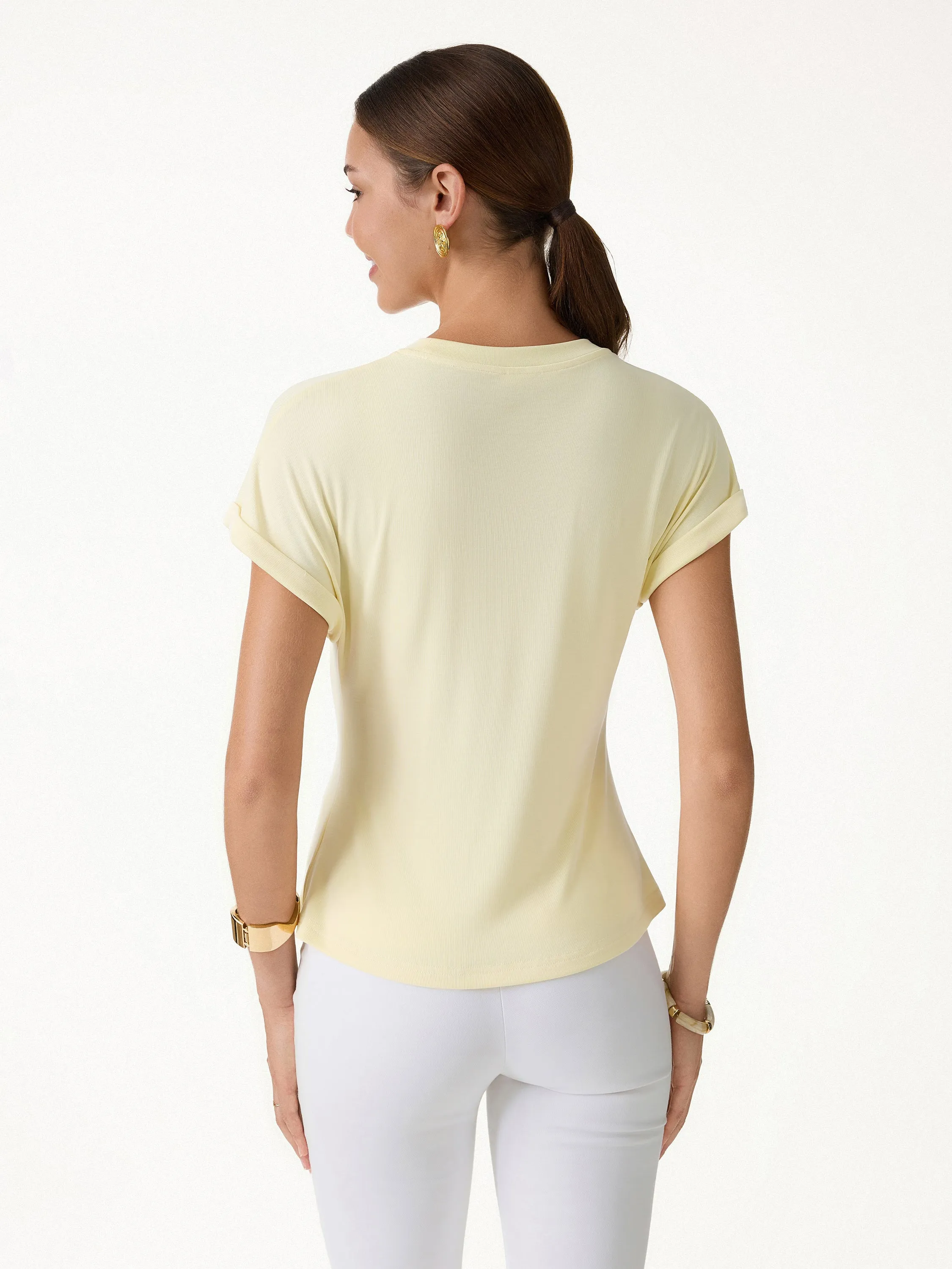 Round Neck Tucked Short Sleeve Tee sold by OGLmove product image thumbnail 4