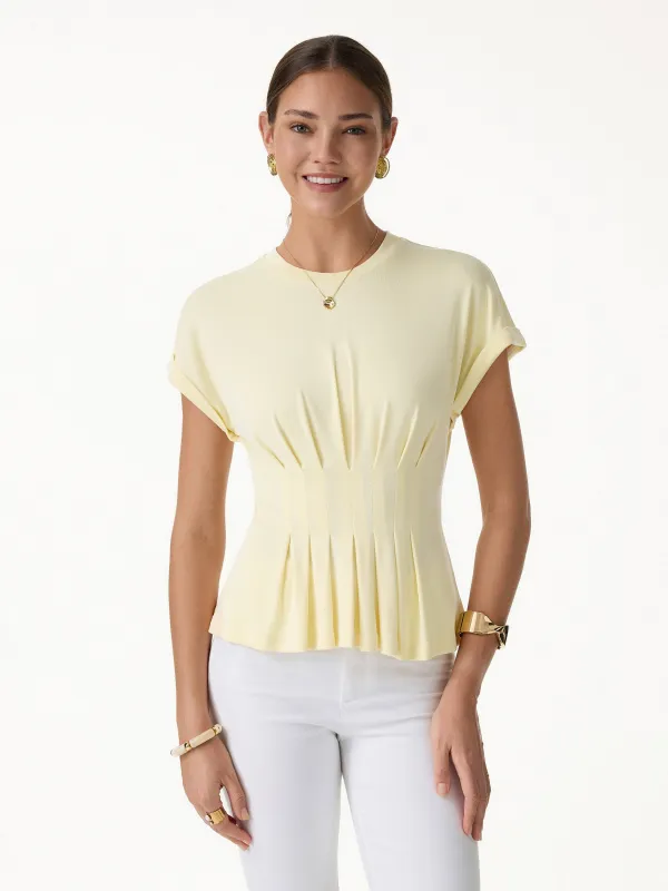Round Neck Tucked Short Sleeve Tee made by OGLmove