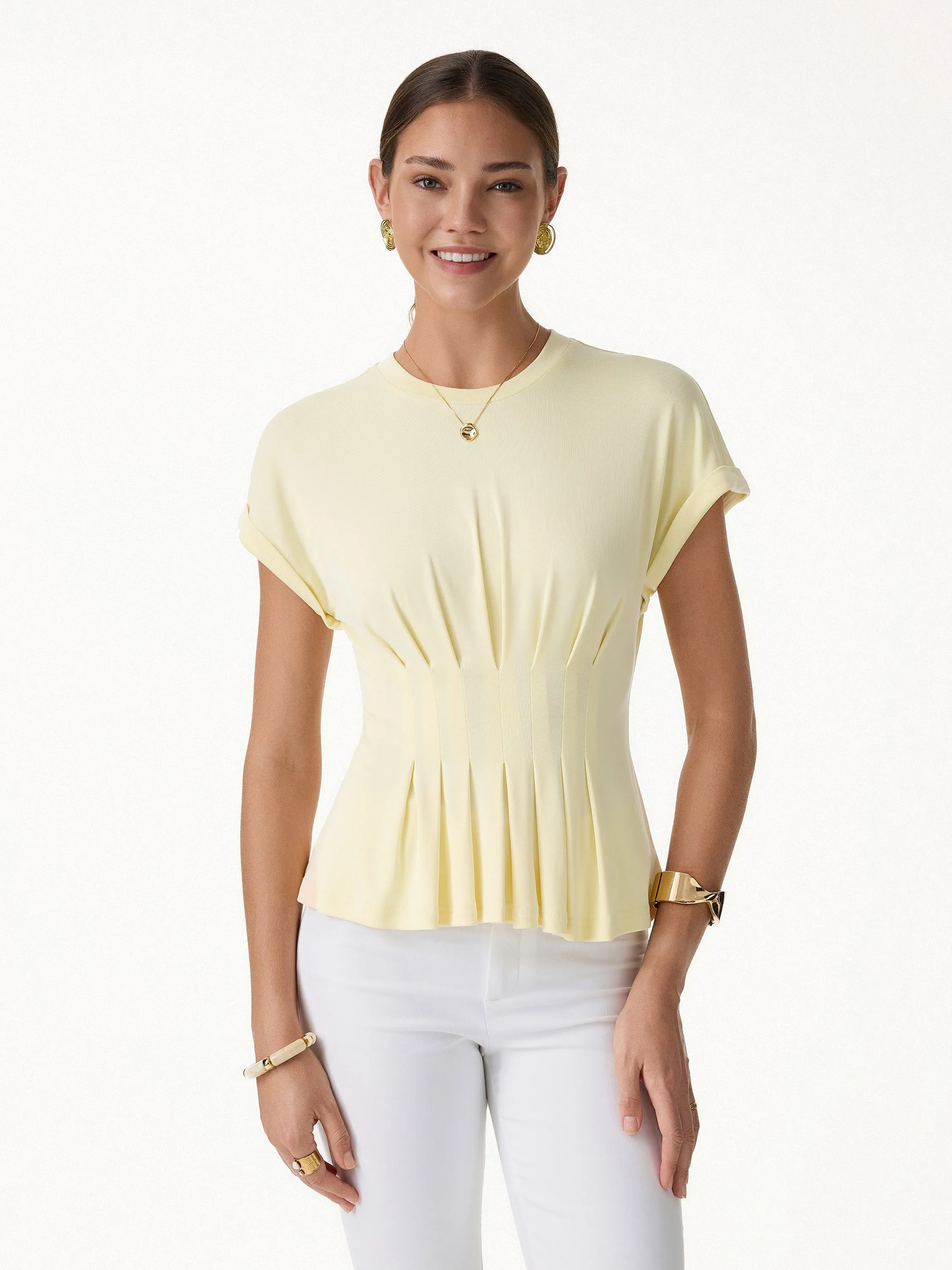 Round Neck Tucked Short Sleeve Tee sold by OGLmove