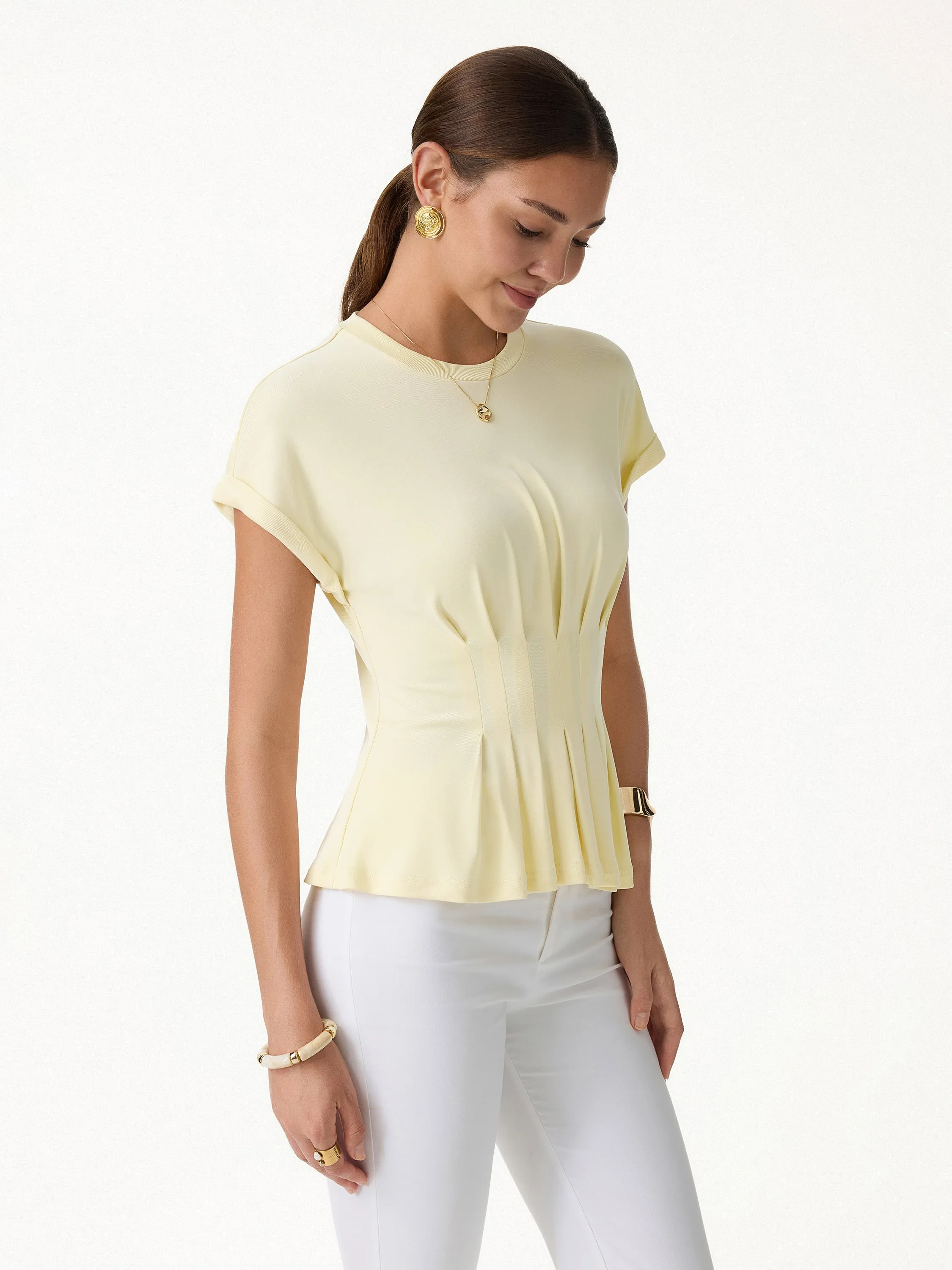 Round Neck Tucked Short Sleeve Tee sold by OGLmove product image thumbnail 3