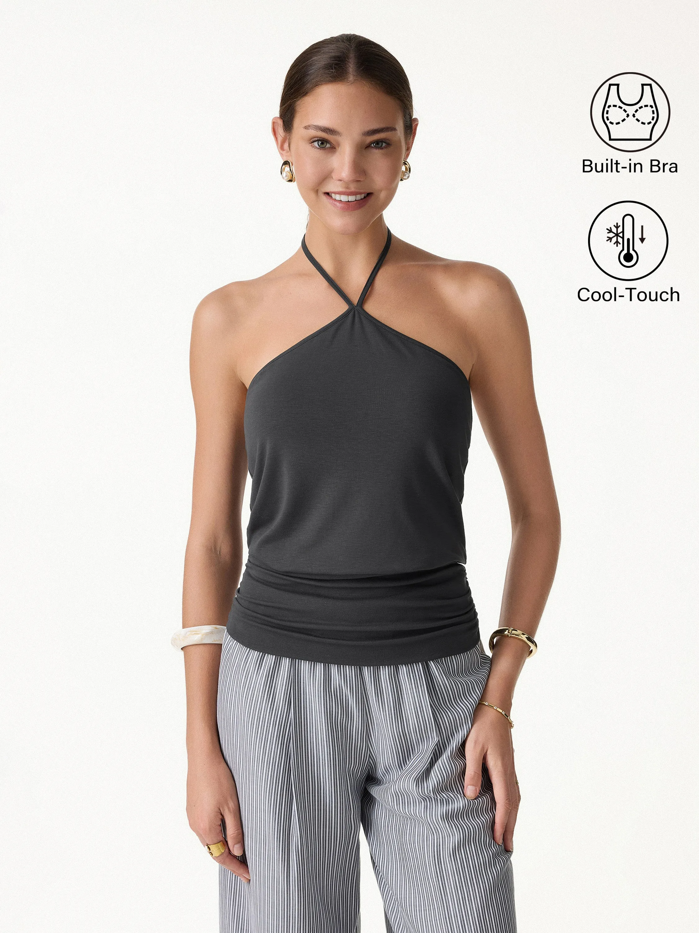 CoolTouch Halter Ruched Hem Bra Top sold by OGLmove product image thumbnail 5