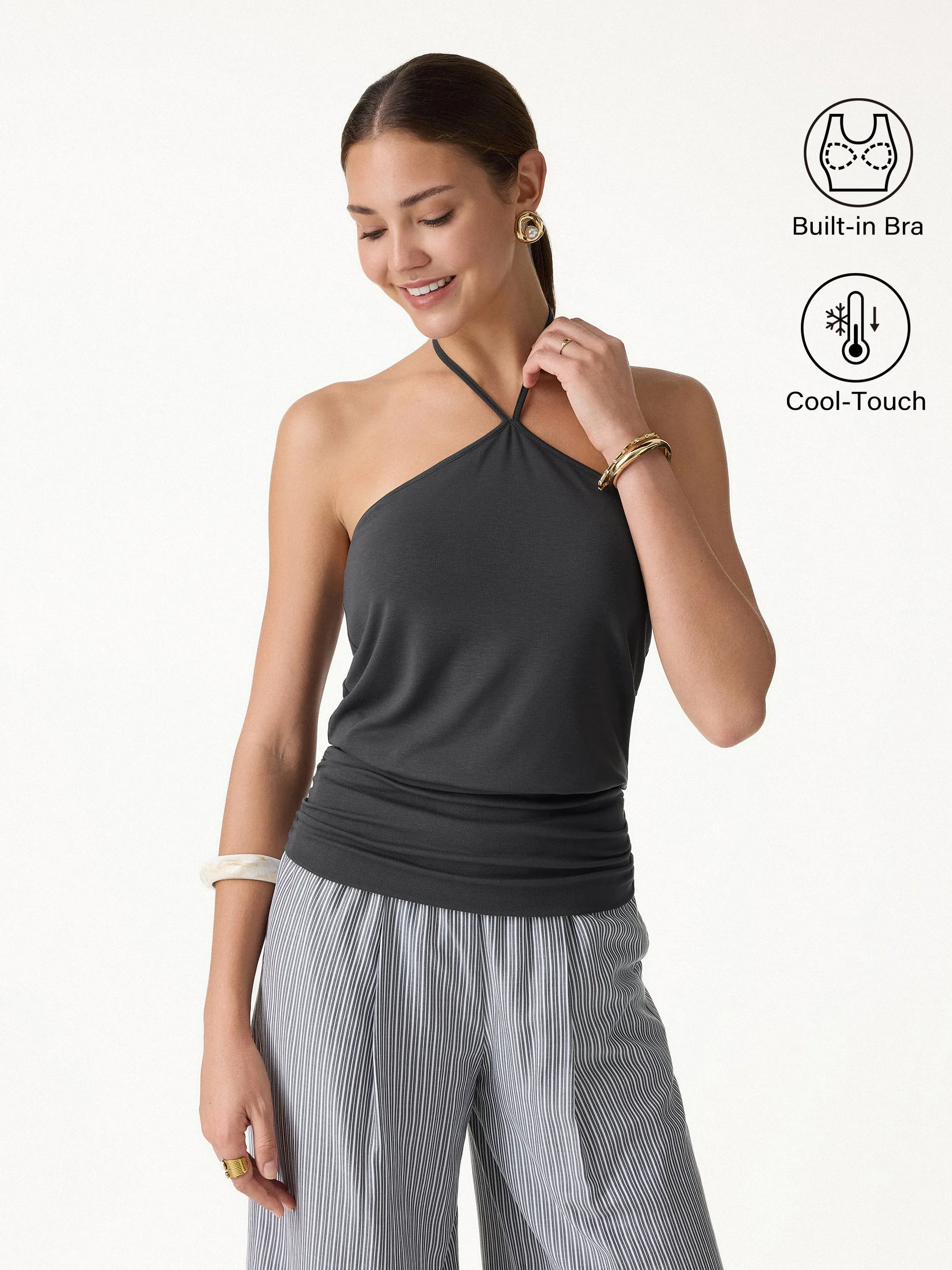 CoolTouch Halter Ruched Hem Bra Top sold by OGLmove