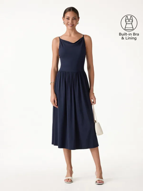 SkinKiss Cowl Neck Open-Back Midi Bra Dress made by OGLmove