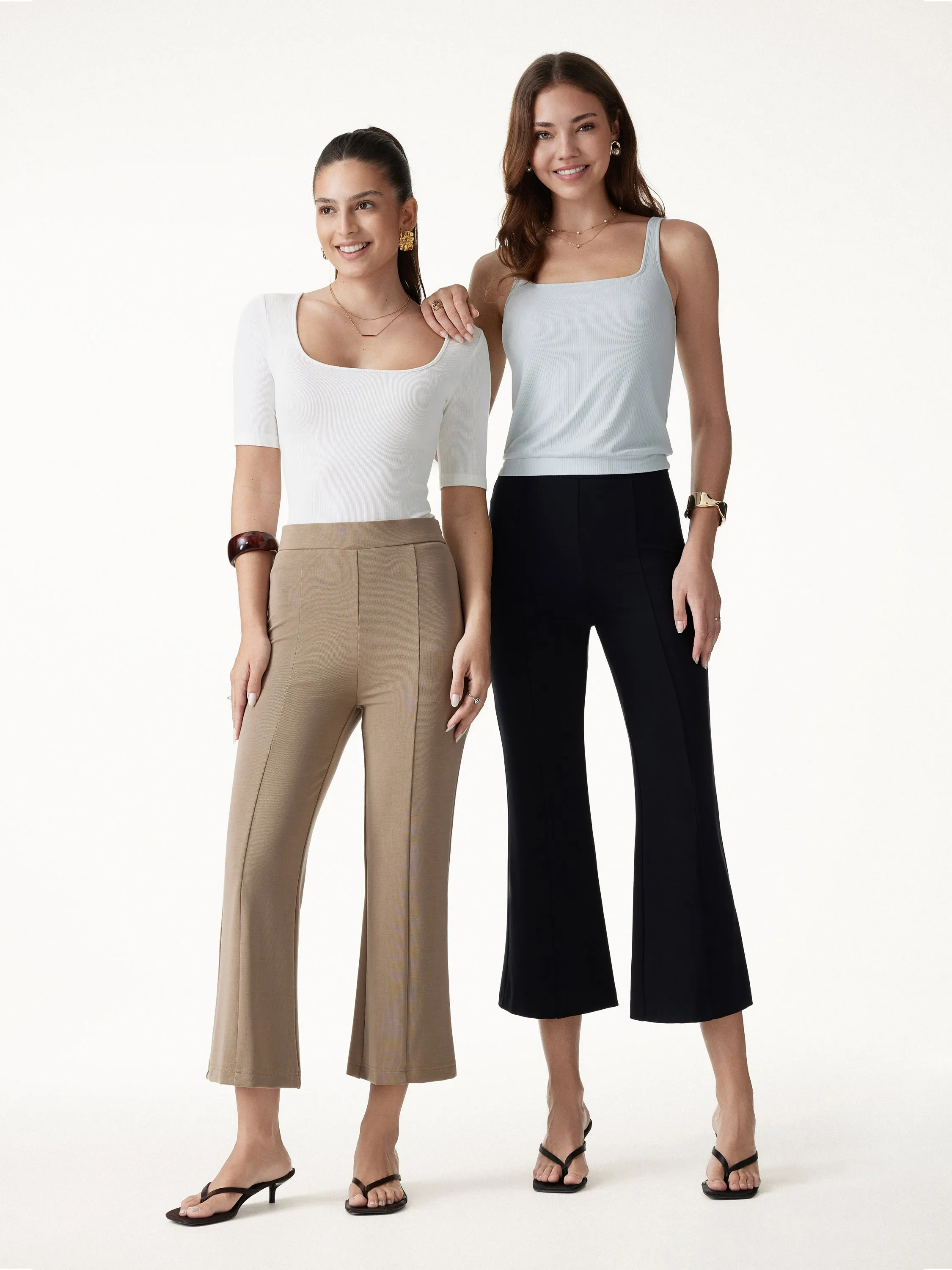 Sandwashed High Rise Cropped Flared Pants with Pockets sold by OGLmove product image thumbnail 2