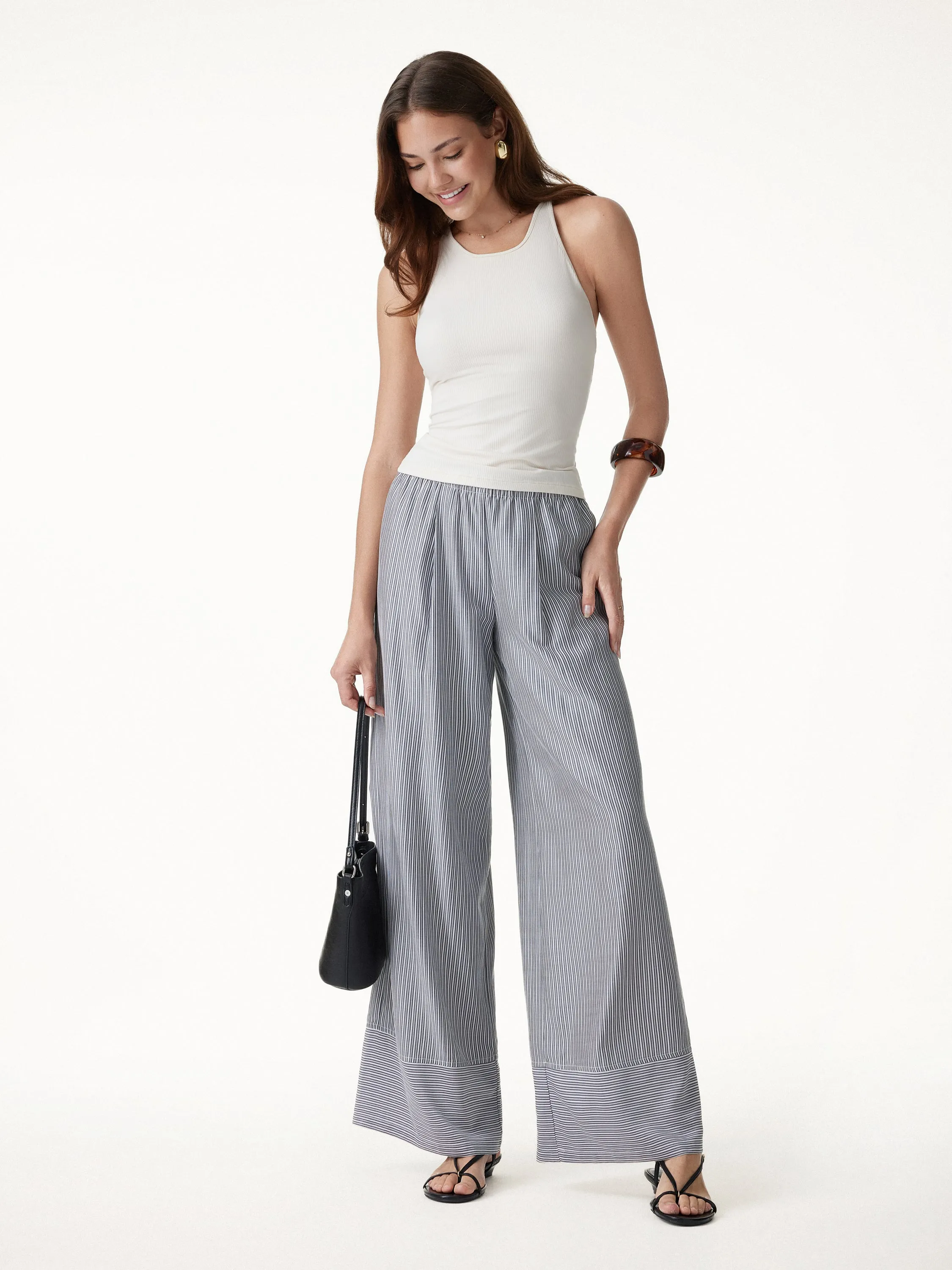 Summer Poplin High-Rise Wide Leg Pants with Pockets sold by OGLmove