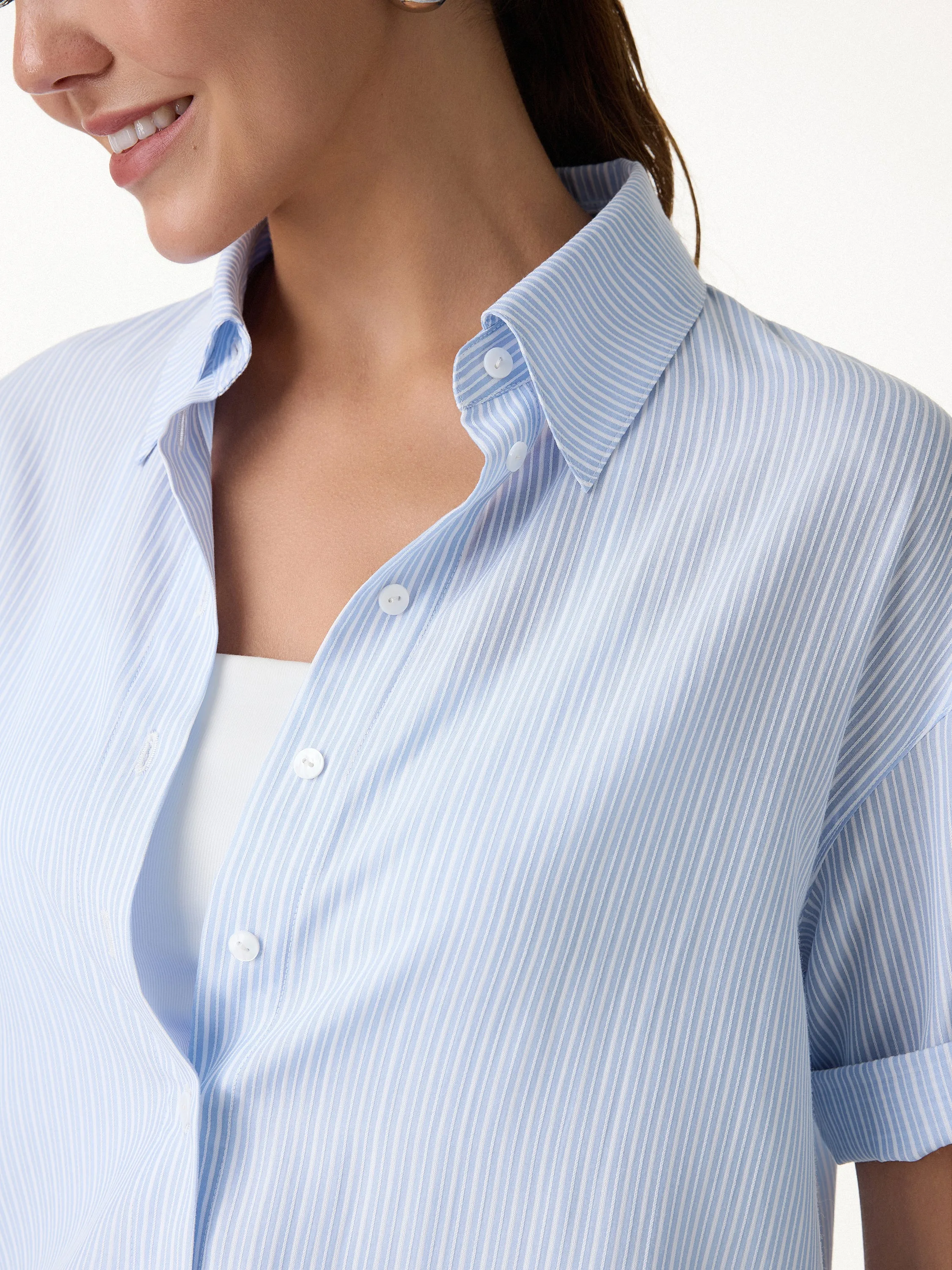 Collared Elbow Sleeve Poplin Shirt sold by OGLmove product image thumbnail 5