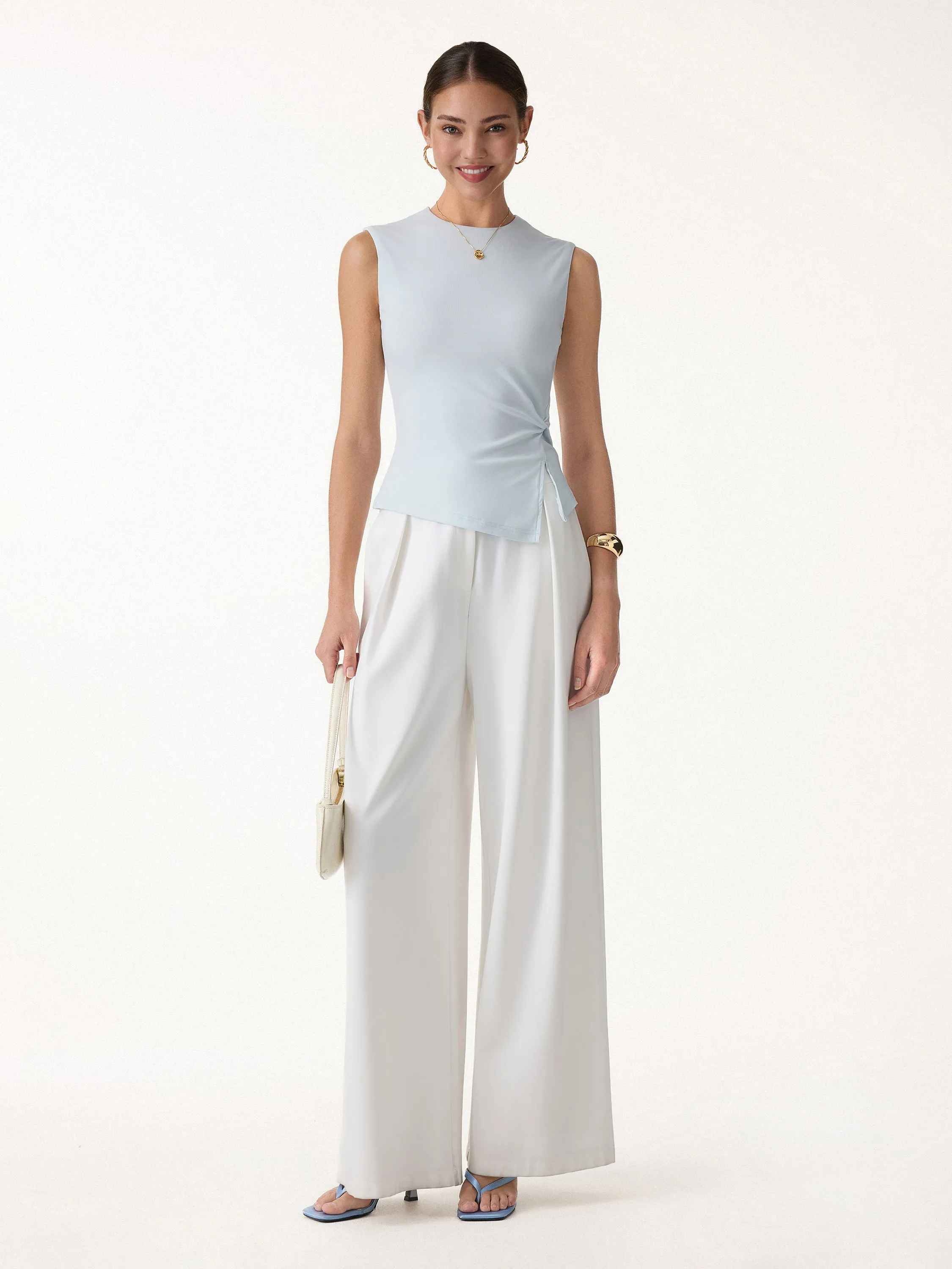 Round Neck Twisted Bra Tank with Slit sold by OGLmove product image thumbnail 5