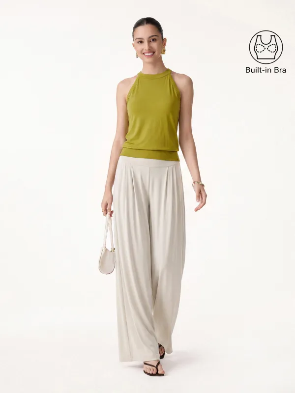 2Pcs Set Halter Neck Bra Tank & Tucked Pant with Pockets made by OGLmove