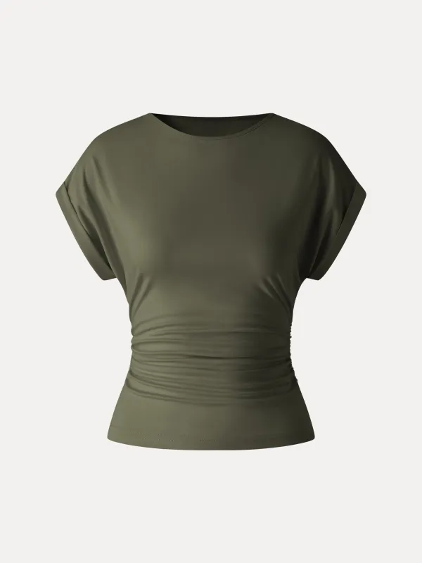 Round Neck Ruched Tee made by OGLmove