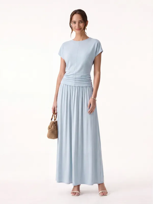 2Pcs Set Round Neck Top & A-Line Maxi Skirt made by OGLmove
