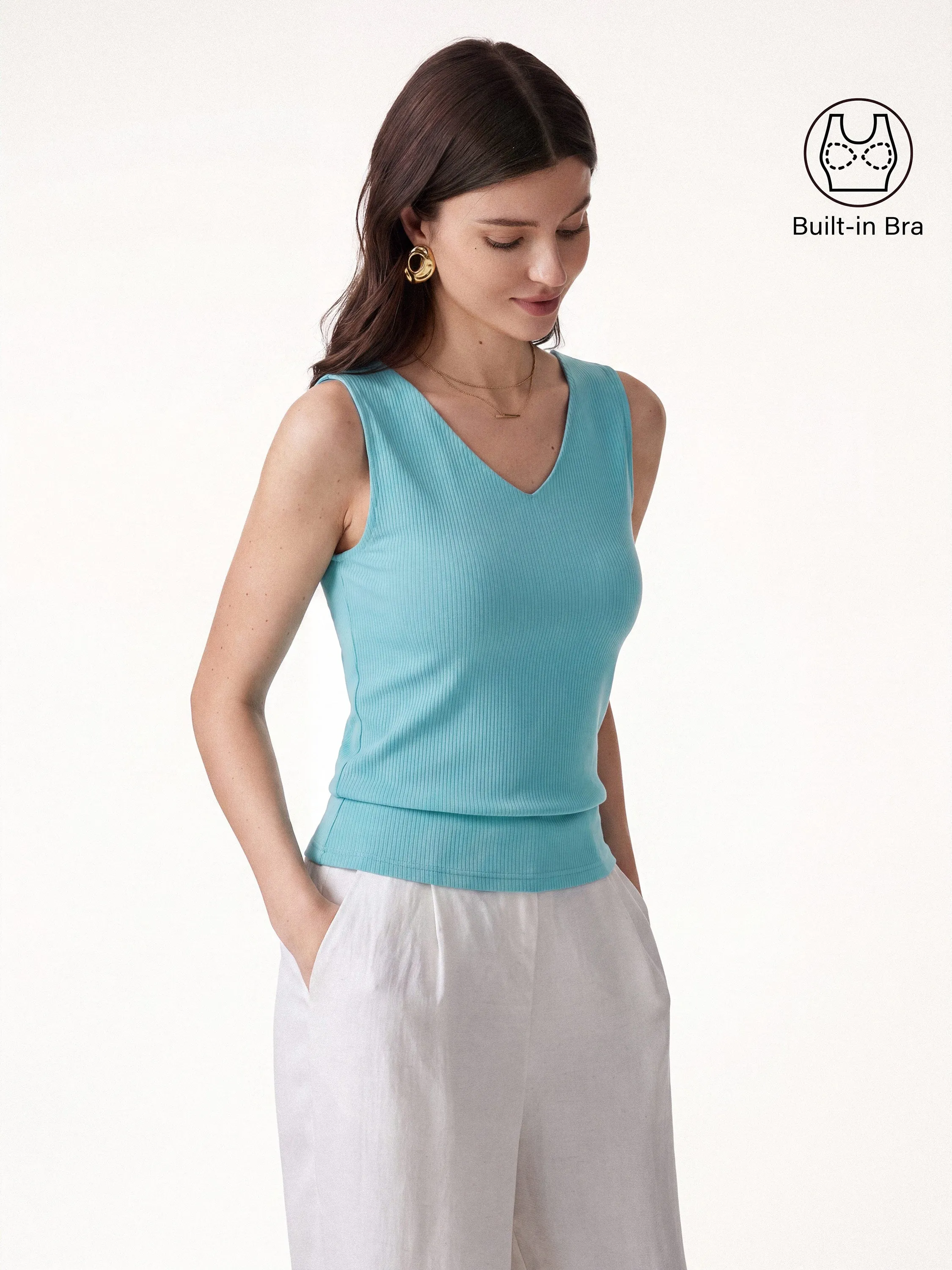 CoolTouch V-Neck Wide Shoulder Bra Tank sold by OGLmove